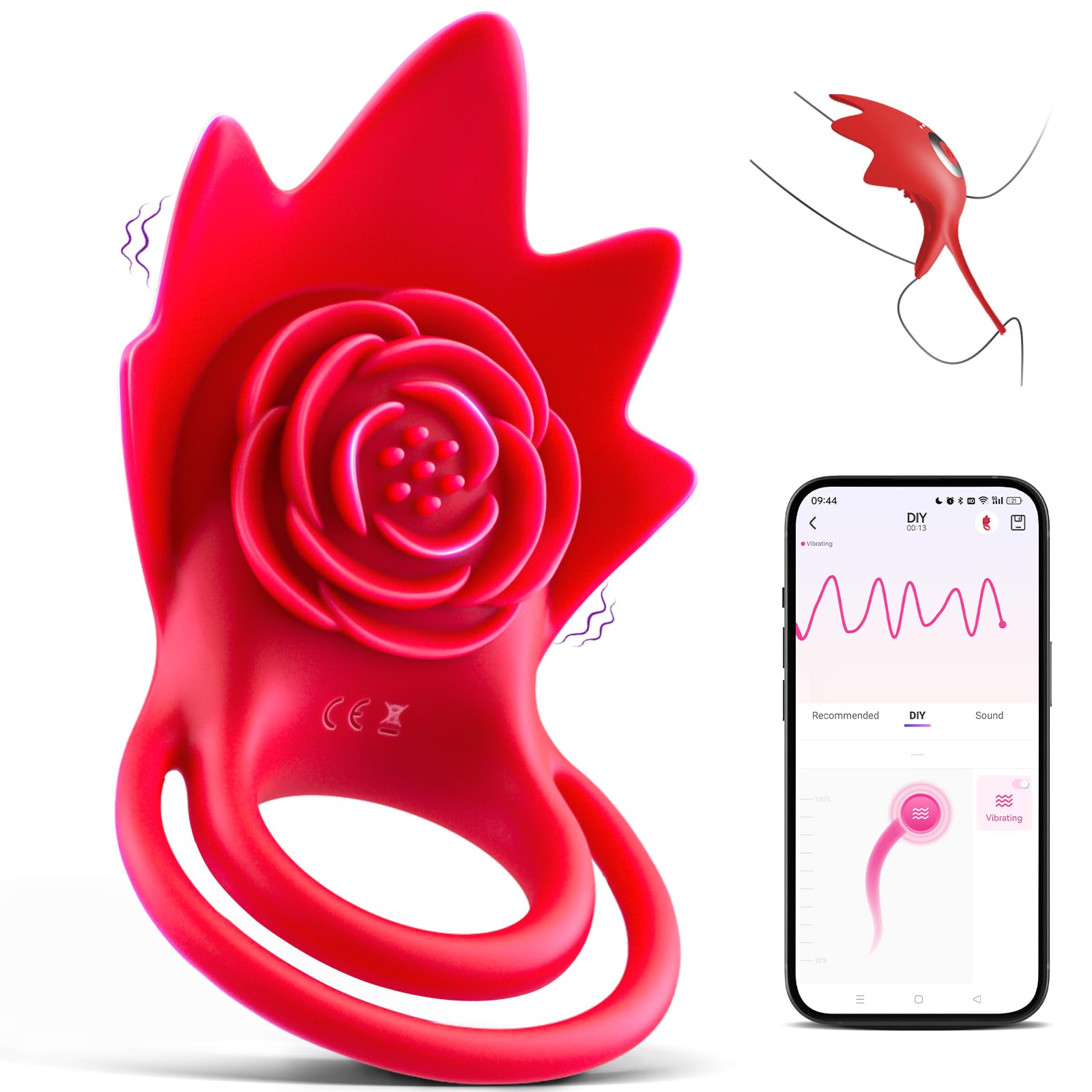 **APP Controlled Vibrating Cock Ring for Men - Silicone Penis Ring with Rose Clitoral Stimulator, Multi-Speed Couples Sex Toy for Enhanced Pleasure - Perfect for Couples Play & Spicing Up Intimacy**