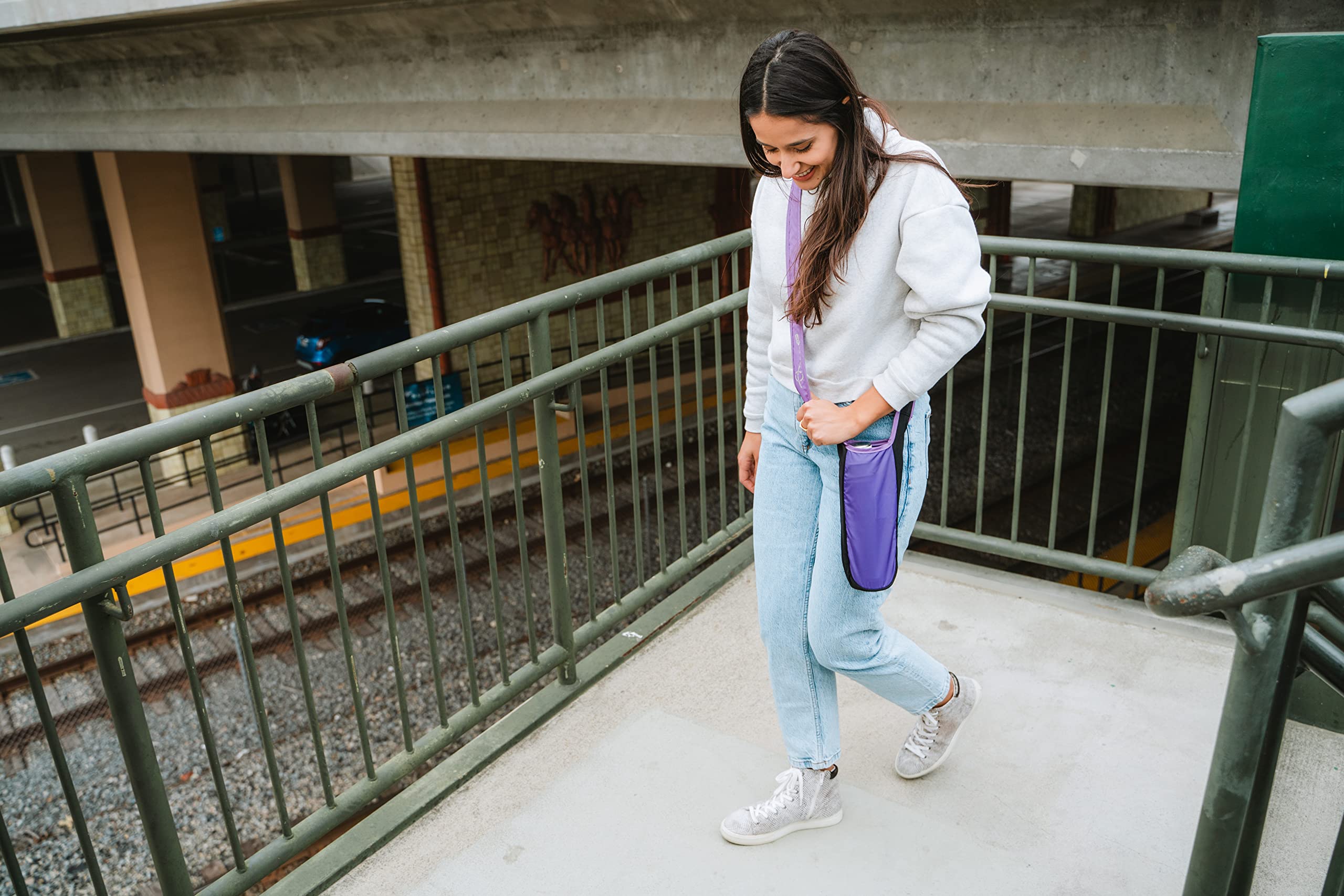 ChicoBag rePETe Recycled Water Bottle Sling with Adjustable Strap | Eco-Friendly Limestone Design | Perfect for Hiking, Gym & Outdoor Adventures