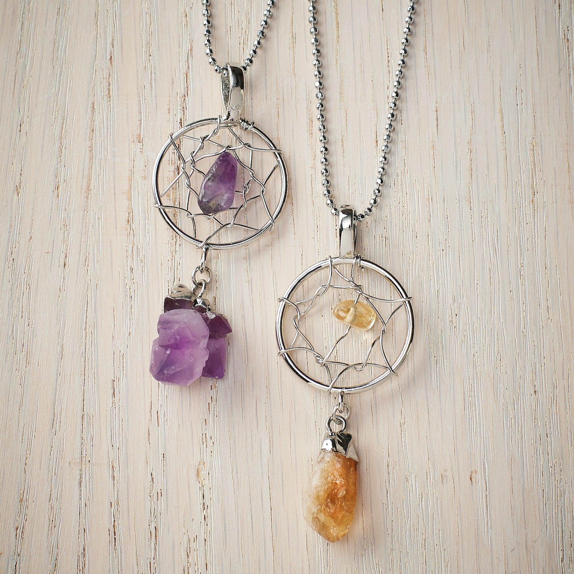 Natural Citrine Gemstone Dreamcatcher - Handmade Boho Wall Hanging Decor for Bedroom, Nursery & Meditation Space | Positive Energy & Protection