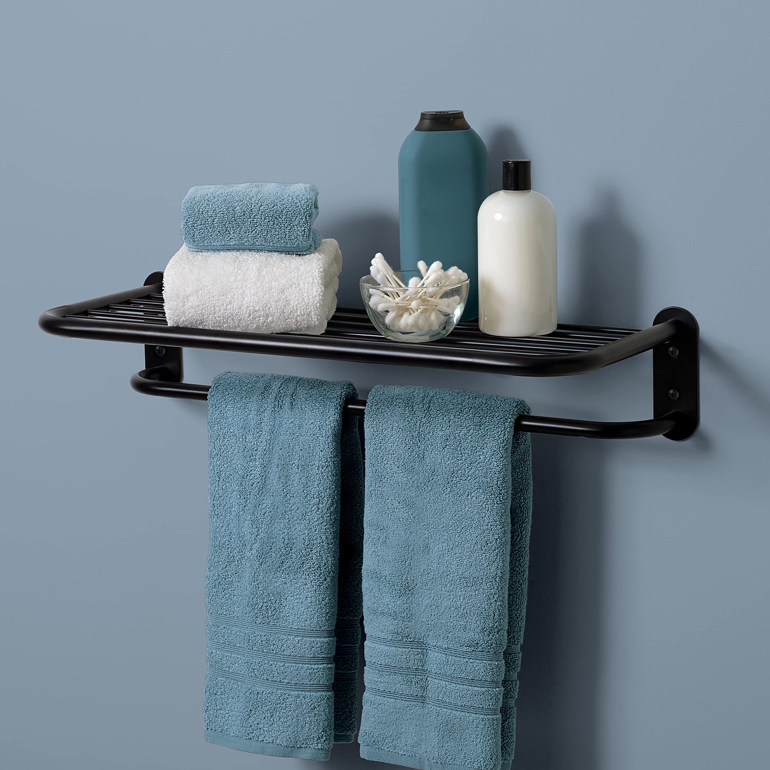 Zenna Home Floating Wall Shelf - Black - Modern & Sturdy Storage Solution for Living Room, Bedroom, or Bathroom Organization