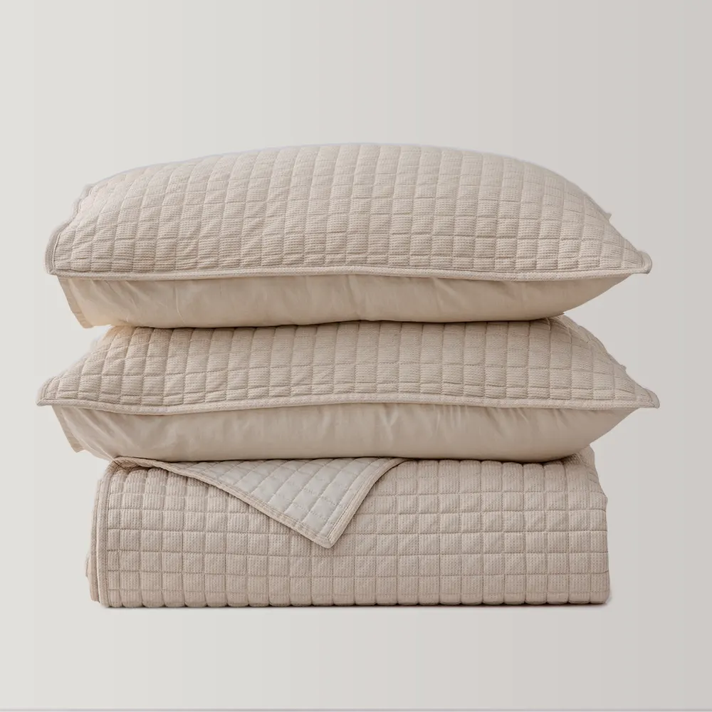 Luxury 3-Piece Cotton Waffle Weave Quilt Set - Soft & Breathable Bedding for All Seasons | Perfect for Master Bedroom, Guest Room & Dorm Decor