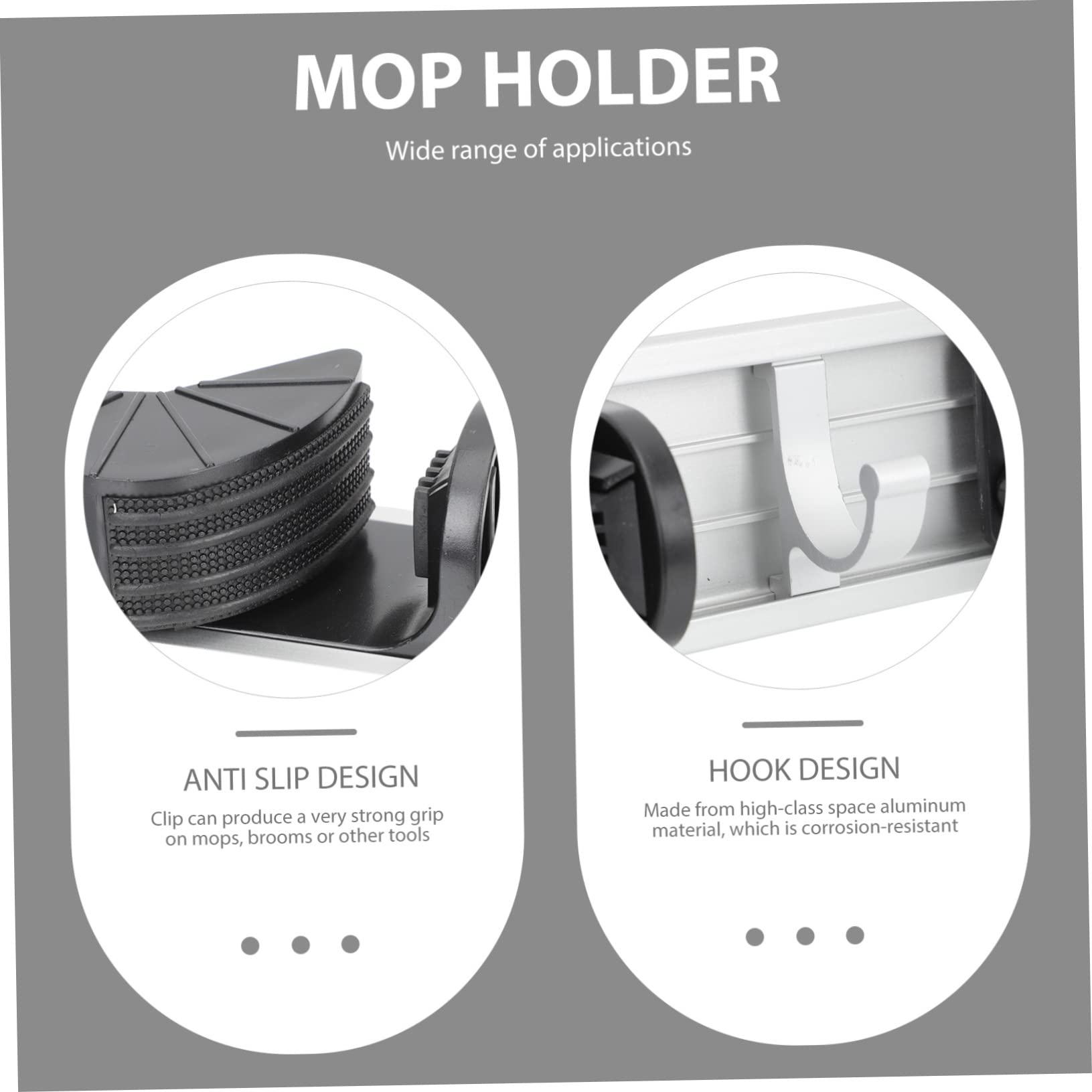 3-Piece Round Soap Tin Mop Holder - Wall Mounted Broom & Mop Organizer for Kitchen, Bathroom, Garage Storage - Durable ABS Plastic Cleaning Tool Hanger for Home Organization