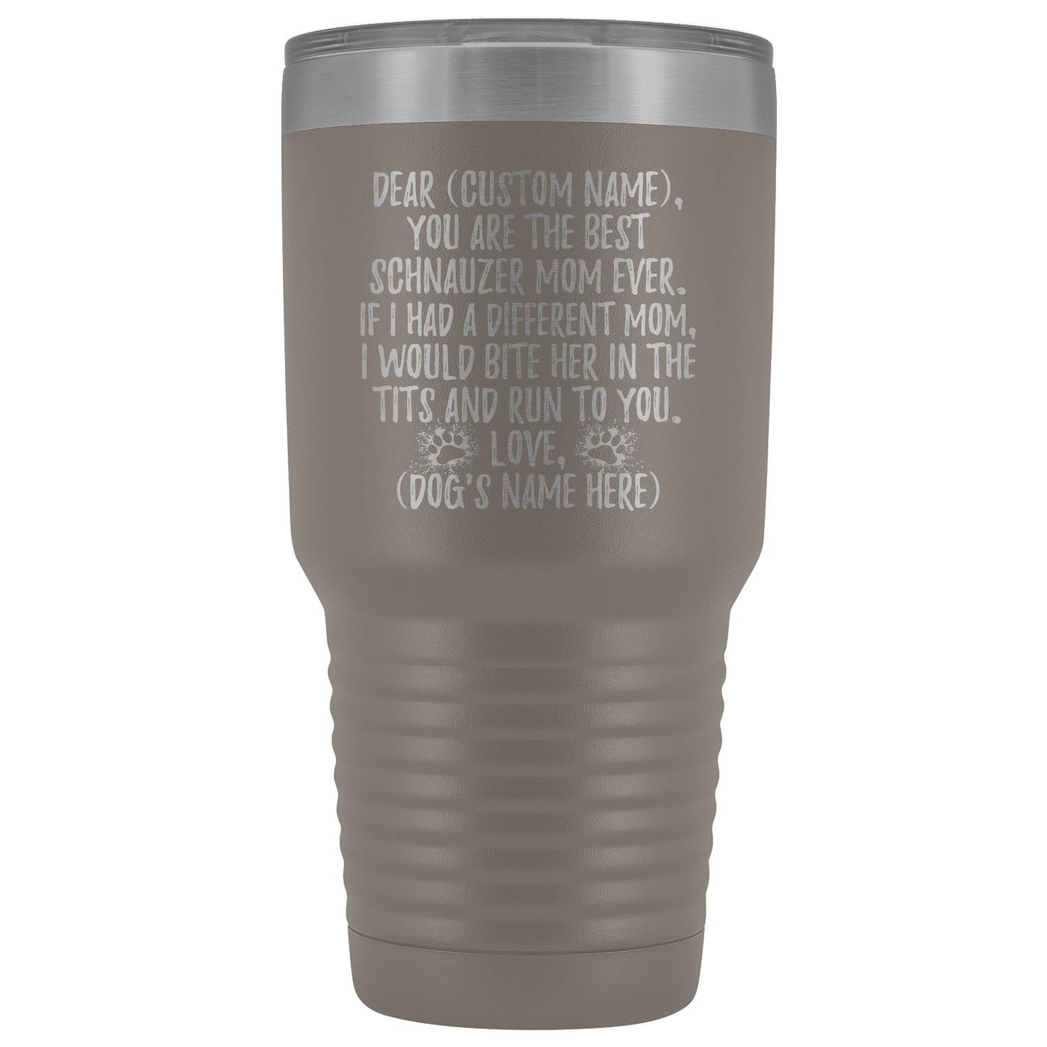 Personalized Schnauzer Dog Mom Tumbler 30oz - Stainless Steel Insulated Travel Mug for Dog Lovers, Custom Dog Owner Gift for Women, Perfect for Coffee, Tea & Cold Drinks at Home, Office or Outdoor Adventures