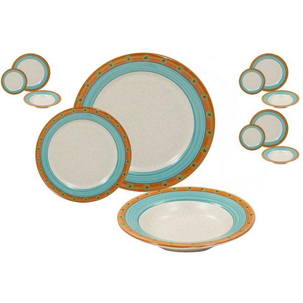 12-Piece Turquoise & Burnt Orange Dinnerware Set - Elegant Sedona Style Stoneware Plates, Bowls & Mugs for Everyday Dining, Dinner Parties & Holiday Gatherings