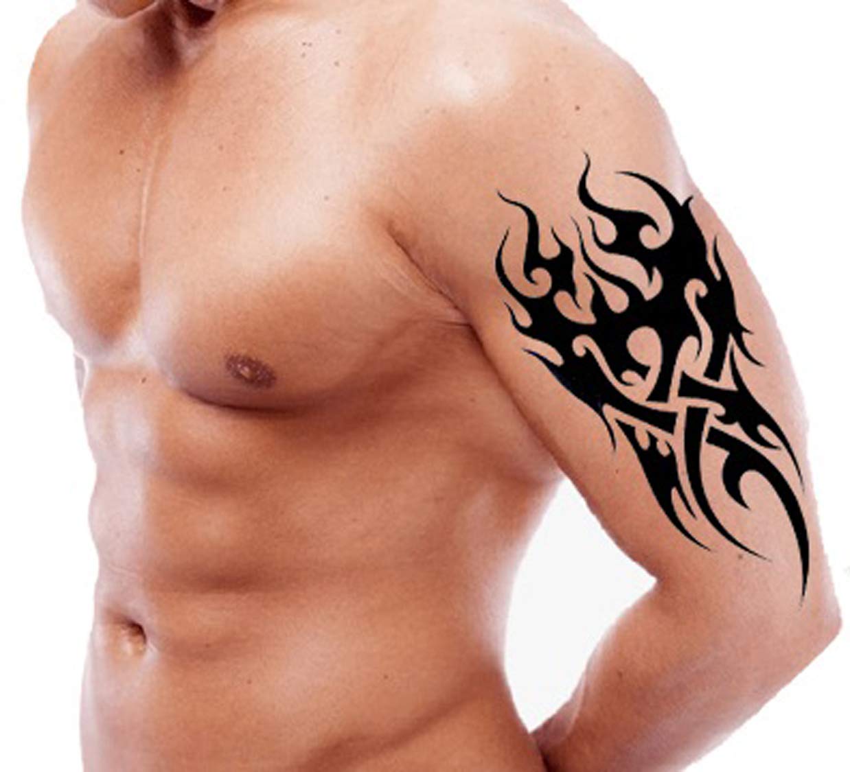 Waterproof Temporary Tattoo Stickers for Men & Women - 3D Realistic Flowers, Butterflies, Stars, Angels, Wolves & Armband Designs (19x12cm) | Perfect for Parties, Halloween, Cosplay & Body Art | TBS-8010