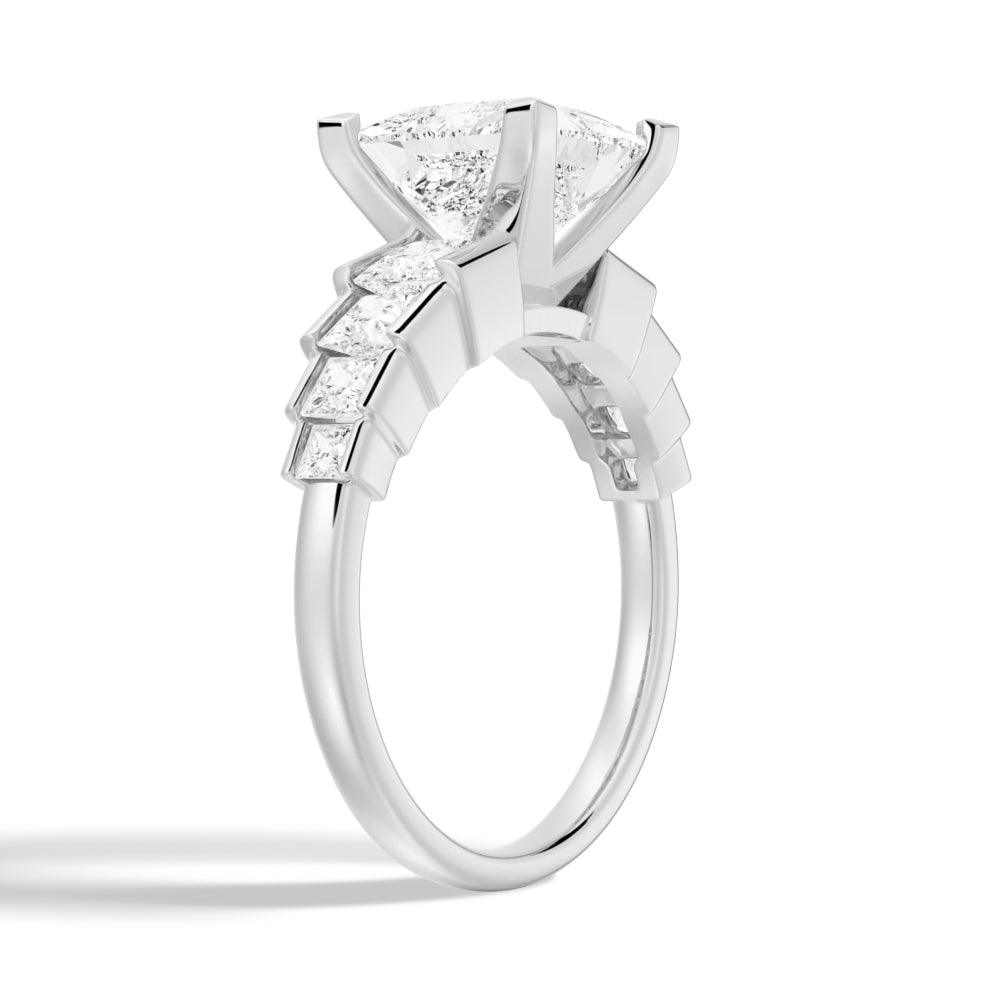 Exquisite Cinderella Staircase Princess Cut Moissanite Wedding Ring Set for Couples - Matching His & Hers Bands for Engagement, Anniversary & Romantic Gifts