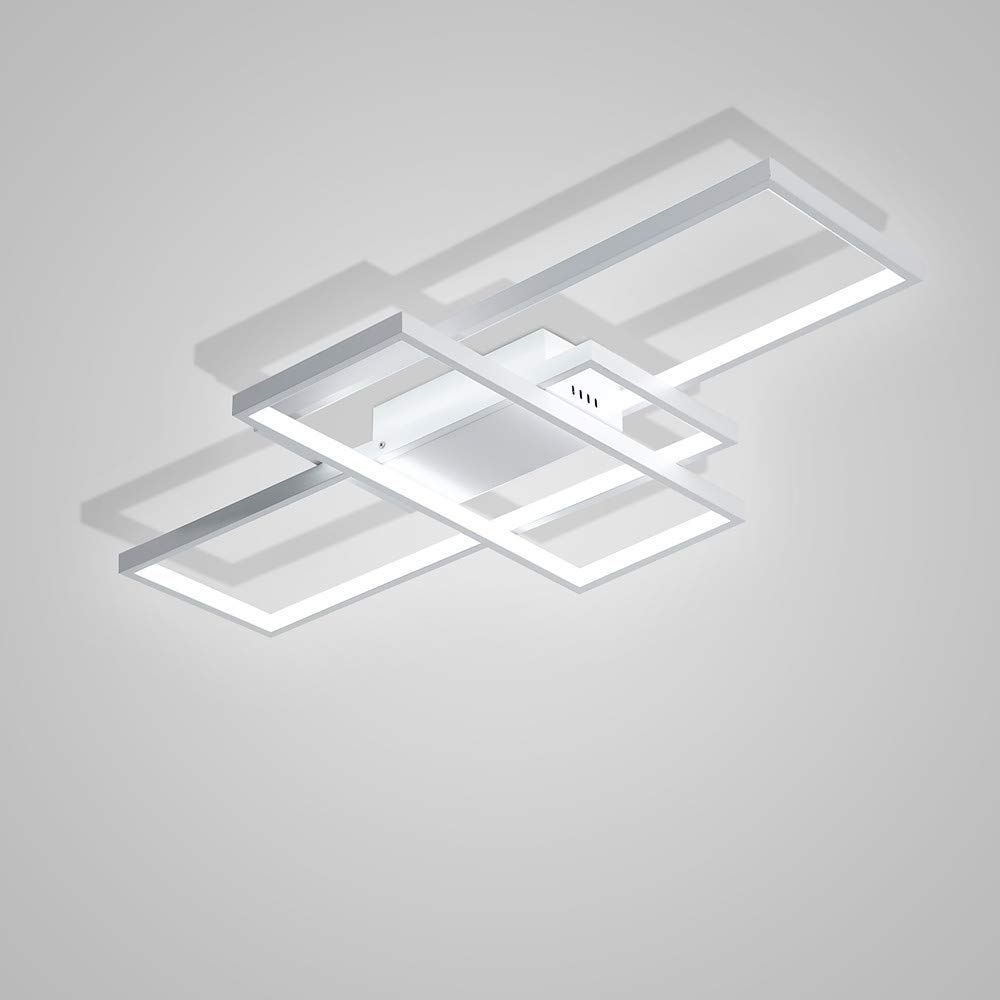 Modern LED 3-Light Ceiling Fixture - Linear Metal Aluminum Geometric Square Lighting for Living Room, Office & Bedroom - White & Neutral Light (140809cm) - Perfect for Contemporary Home Decor, Workspace Illumination and Cozy Bedroom Ambiance