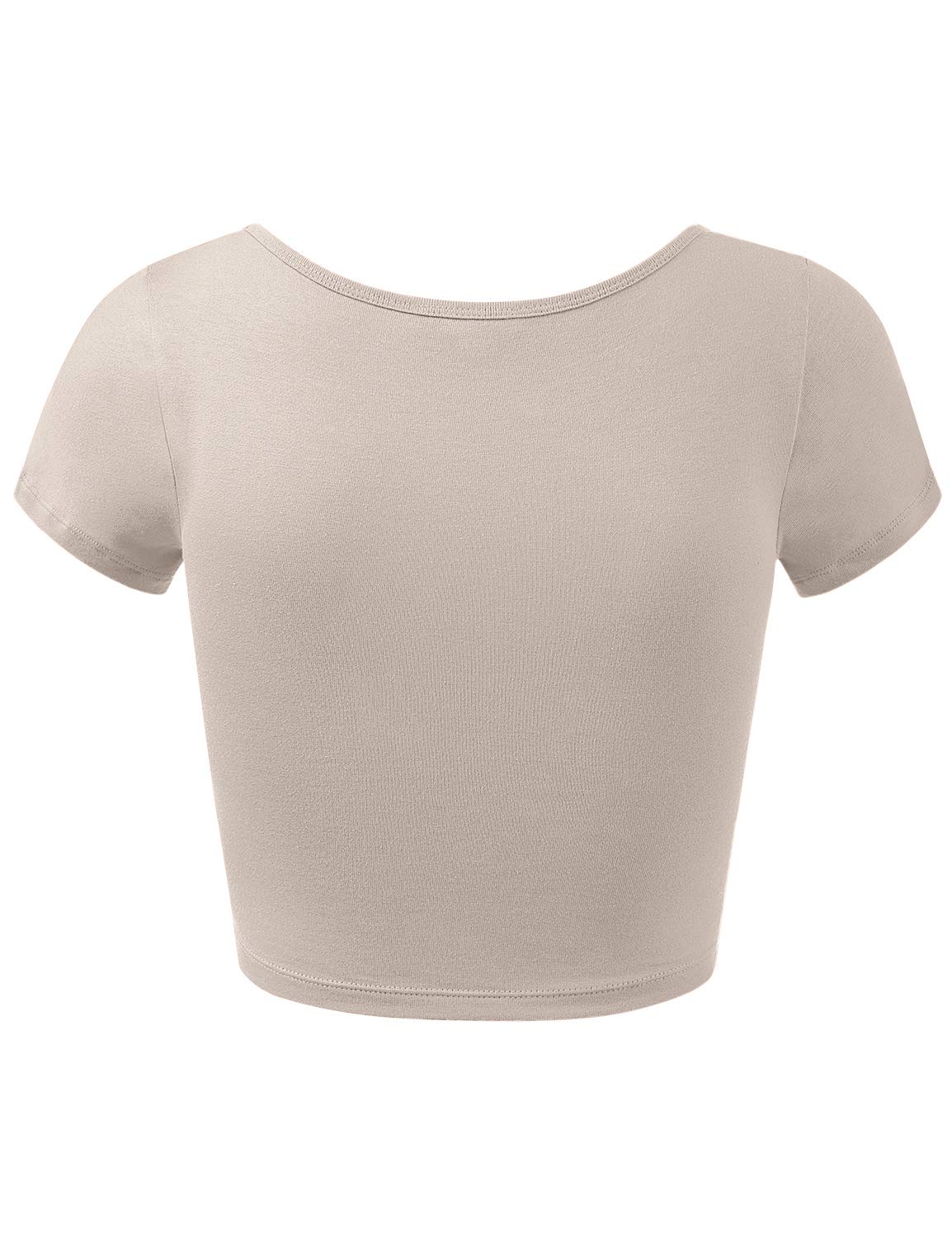 Women's Cotton Scoop Neck Crop Top - Short Sleeve Basic Casual Shirt for Summer, Beach, Yoga & Everyday Wear