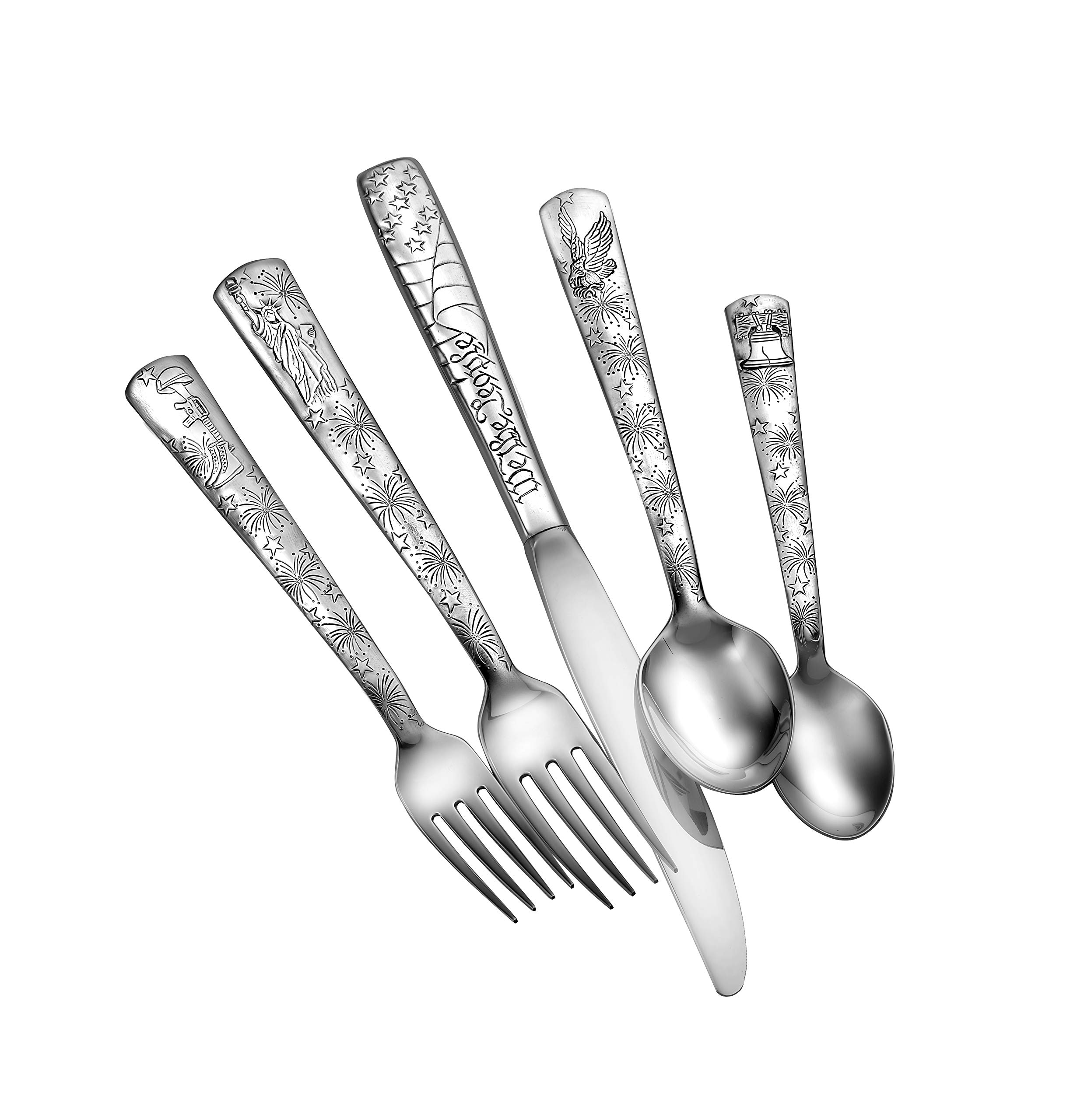 Liberty Tabletop 45-Piece Flatware Set - Service for 8, Stainless Steel Silverware Set with Knives, Forks & Spoons - Made in USA - Perfect for Dinner Parties, Weddings & Everyday Dining