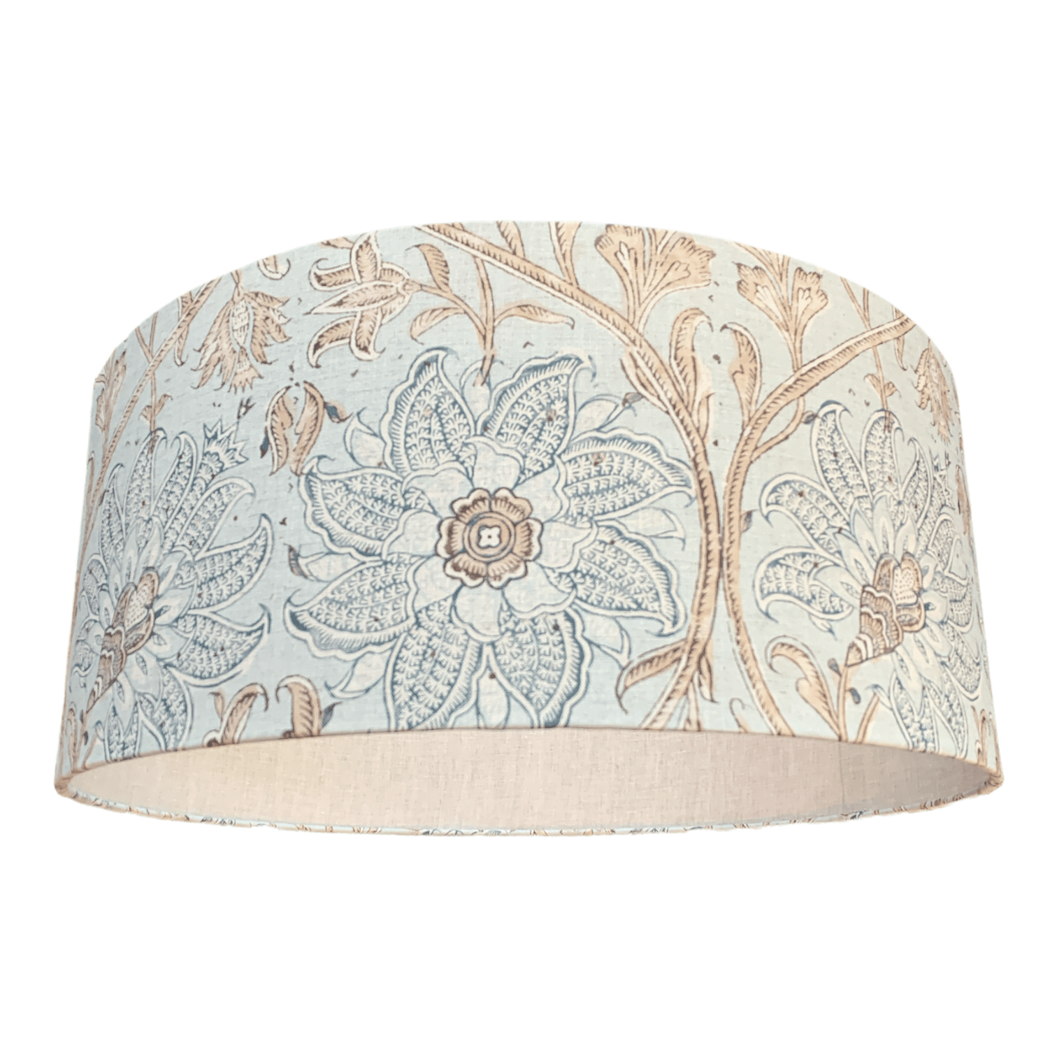 Kingsley Indienne 24 Inch Lined Drum Lampshade - Elegant Home Decor for Living Room, Bedroom & Office Lighting