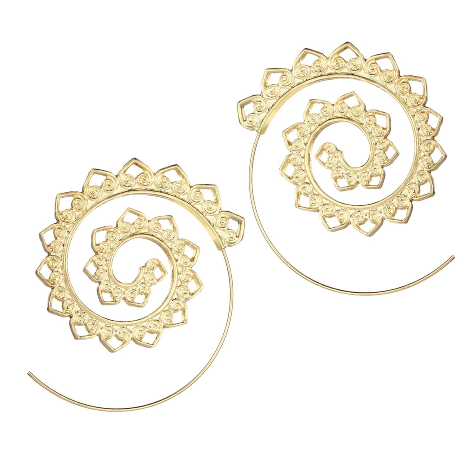 Vintage Spiral Gear Hoop Earrings for Women - Green Rhinestone Jewelry Gifts for Ladies & Girls | Boho Chic Accessories for Parties, Weddings & Everyday Wear