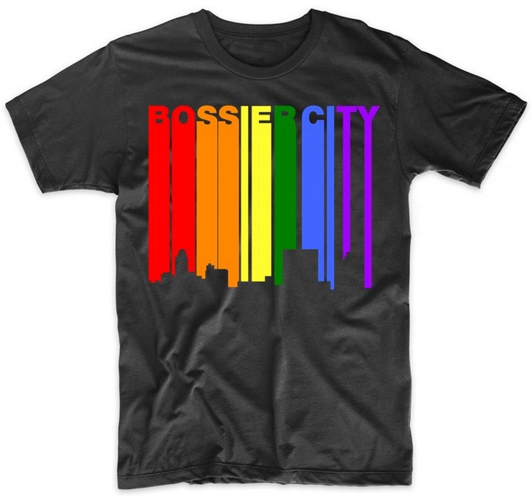 Bossier City Gay Pride T-Shirt - LGBTQ Rainbow Skyline Tee for Louisiana Pride Events & Festivals | Supportive Apparel for Pride Parades, LGBTQ+ Celebrations & Ally Wear