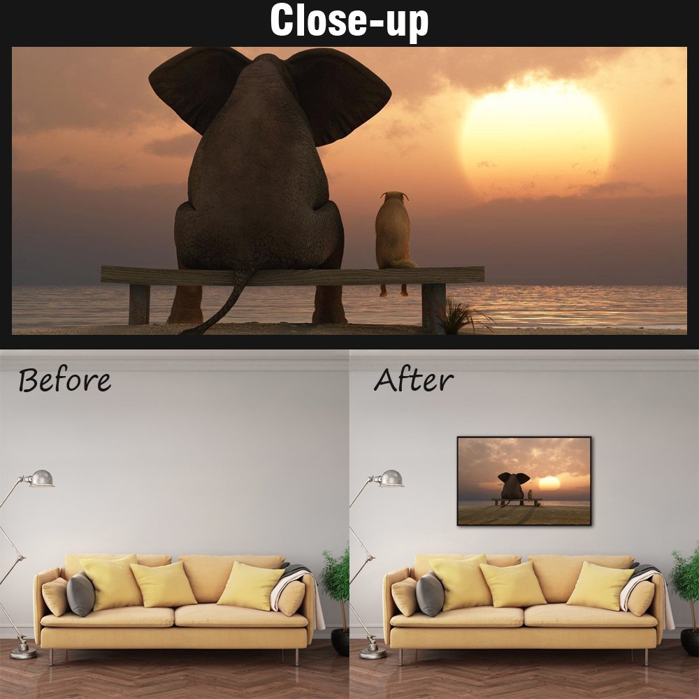 Modern Animal Canvas Prints - Elephant & Dog Wall Art for Home & Office Decor