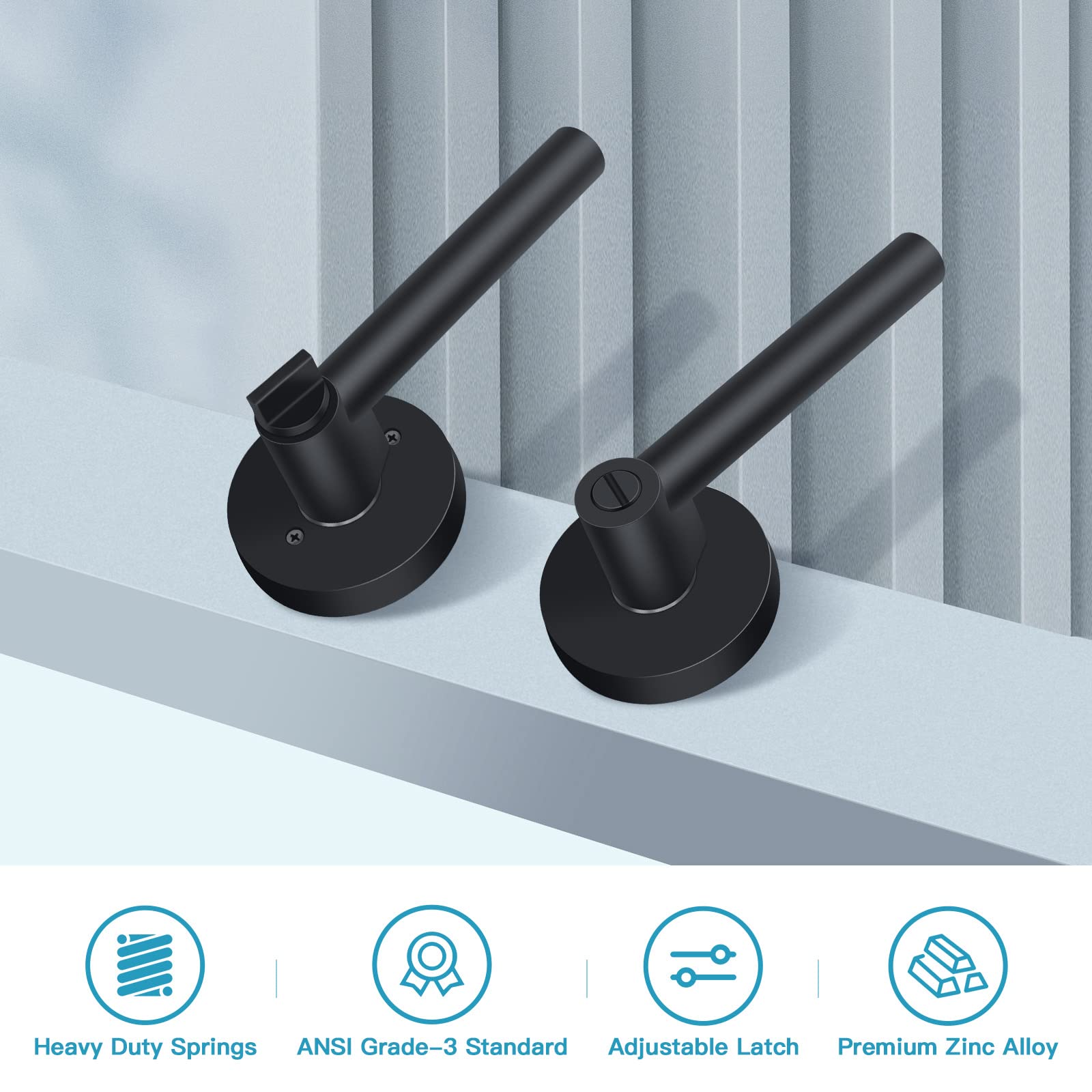 Heavy Duty Privacy Door Lever - Thumb-Turn Lock for Bathroom & Hallway