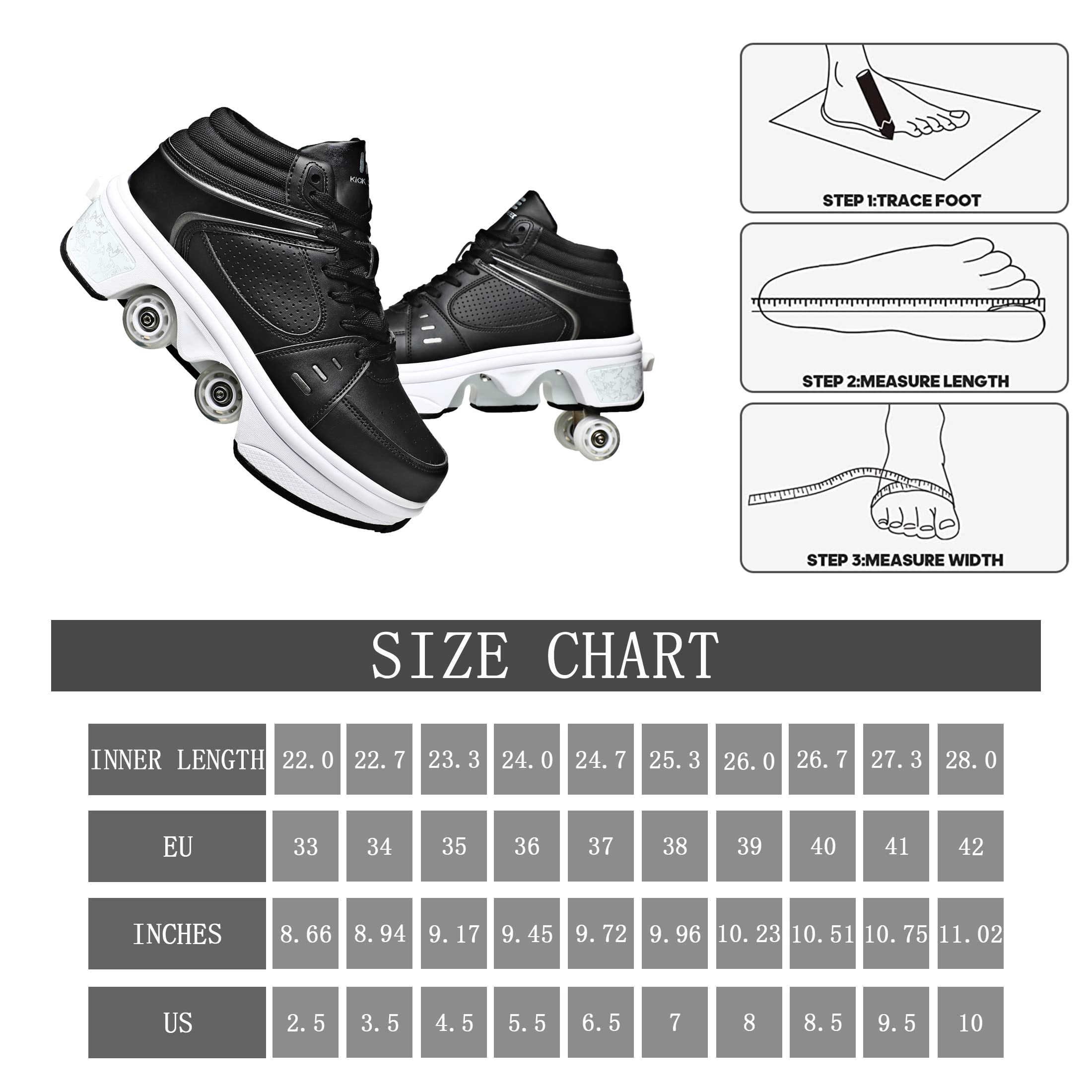 2-in-1 Roller Skates with Retractable Wheels - Convertible Outdoor Skating Shoes for Kids & Teens | Perfect for Park, Rink & Street Skating Adventures