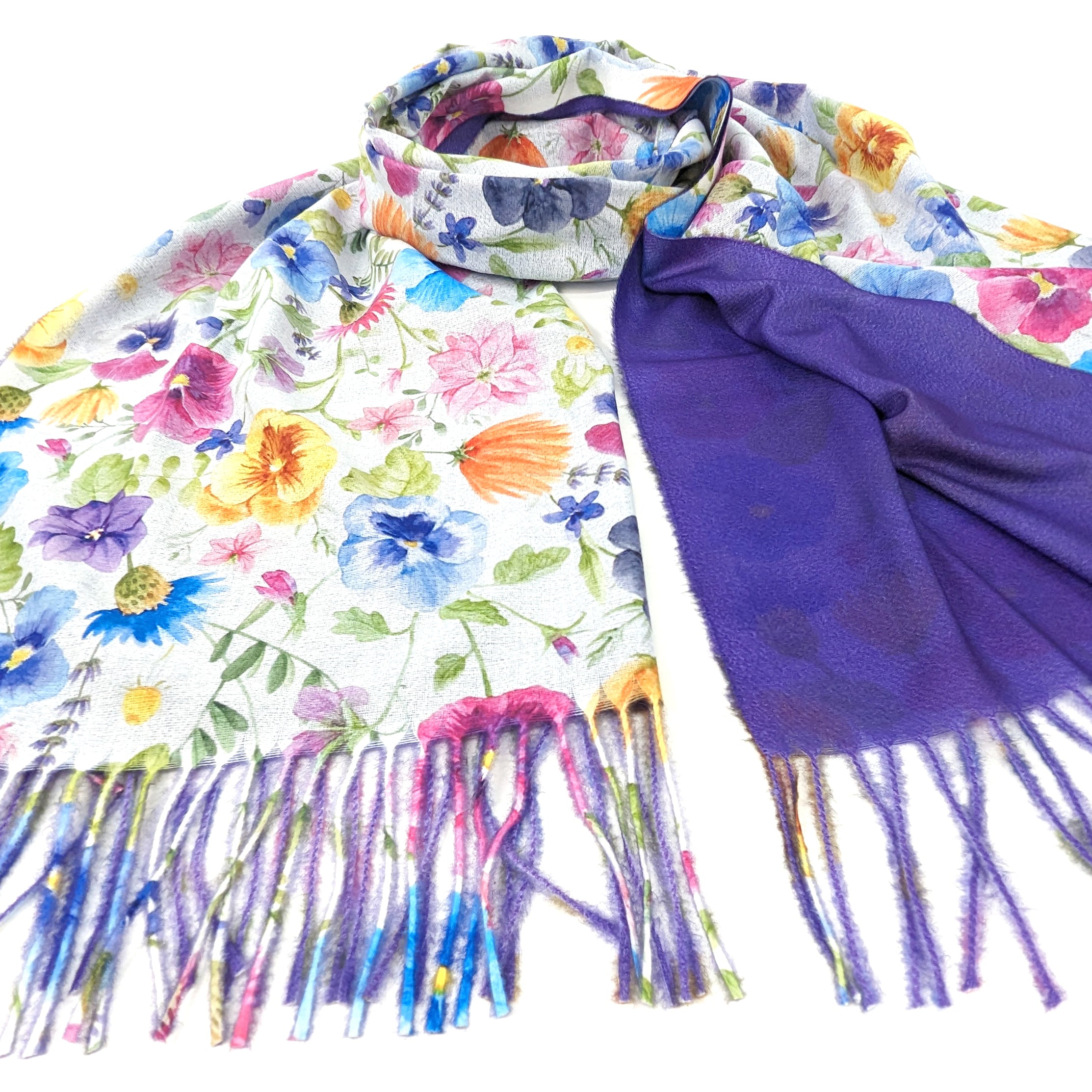 Pretty Pansy Pashmina Style Scarf - Soft Lightweight Womens Fashion Shawl (70x180cm) - Perfect for Office, Travel & Evening Outfits