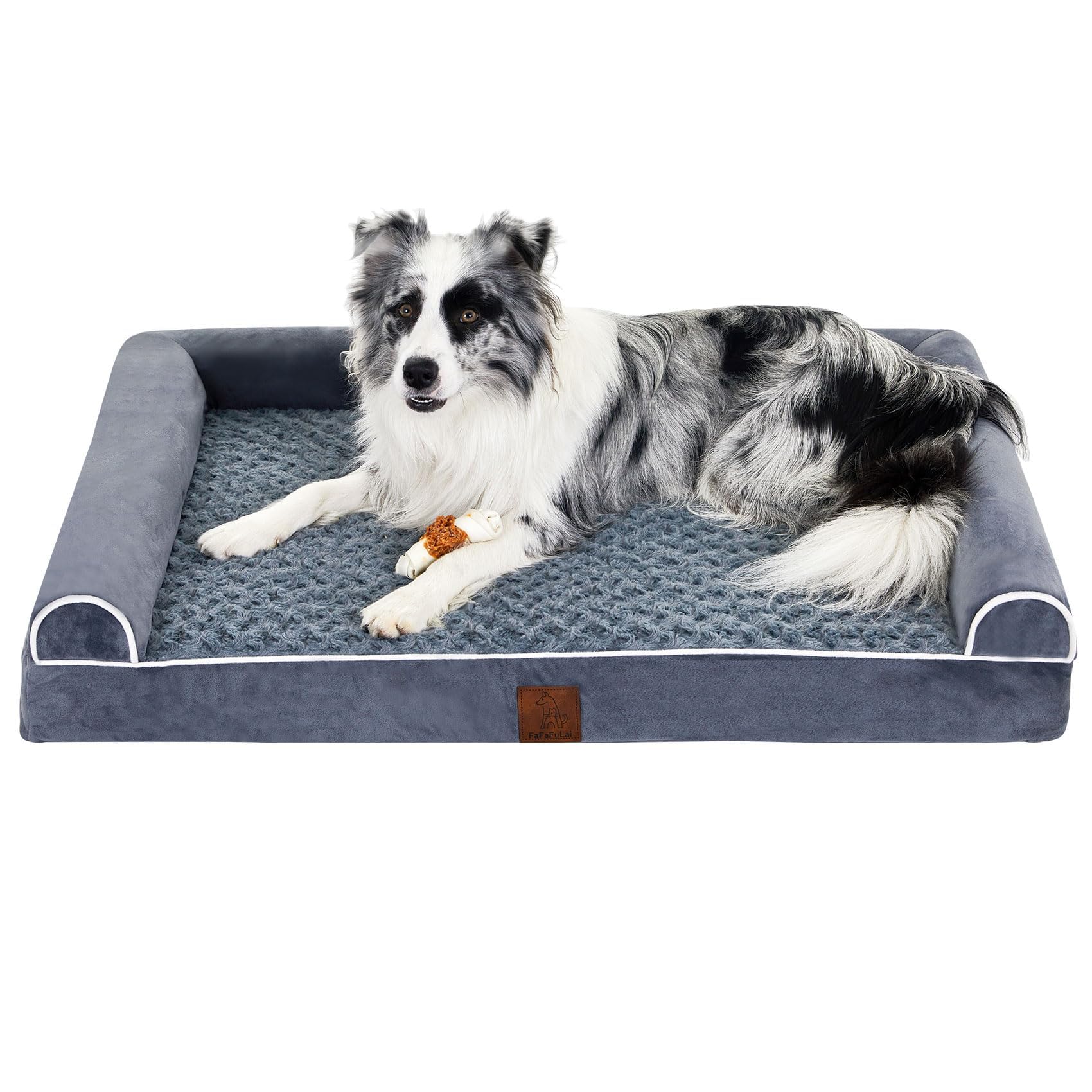 Orthopedic Dog Bed for Large Dogs - Waterproof Egg Crate Foam with Removable Washable Cover & Non-Slip Bottom - Supportive Pet Sofa Bed for Arthritis & Joint Pain Relief - Perfect for Living Room, Bedroom or Kennel