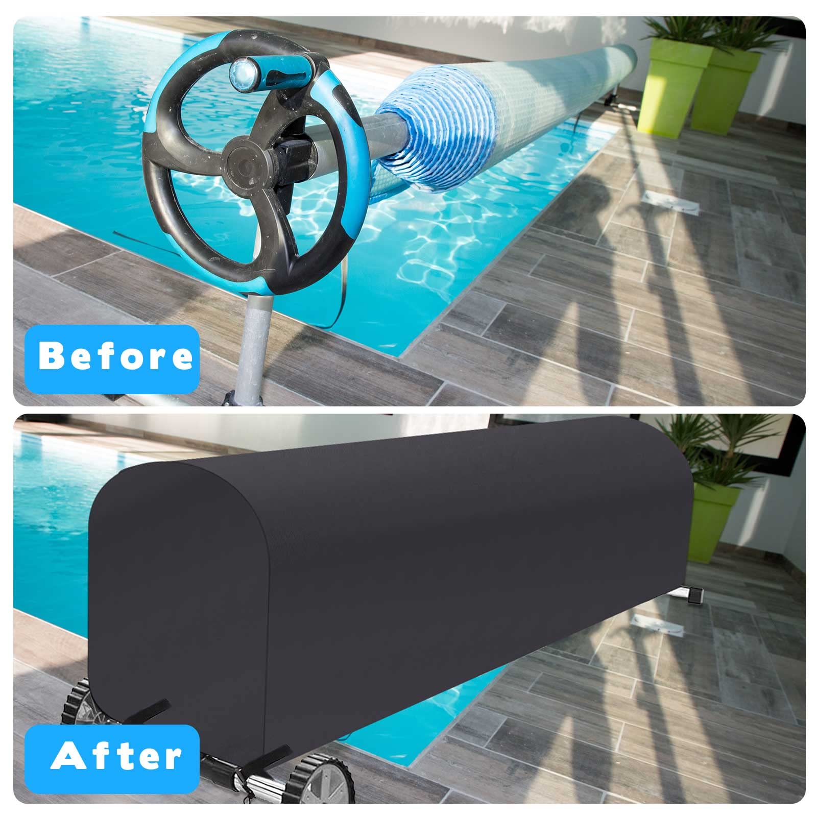 Heavy Duty 24ft Solar Pool Cover Reel - UV Resistant, Waterproof Inground Swimming Pool Blanket Roller for Easy Storage | Perfect for Backyard, Residential & Commercial Pools