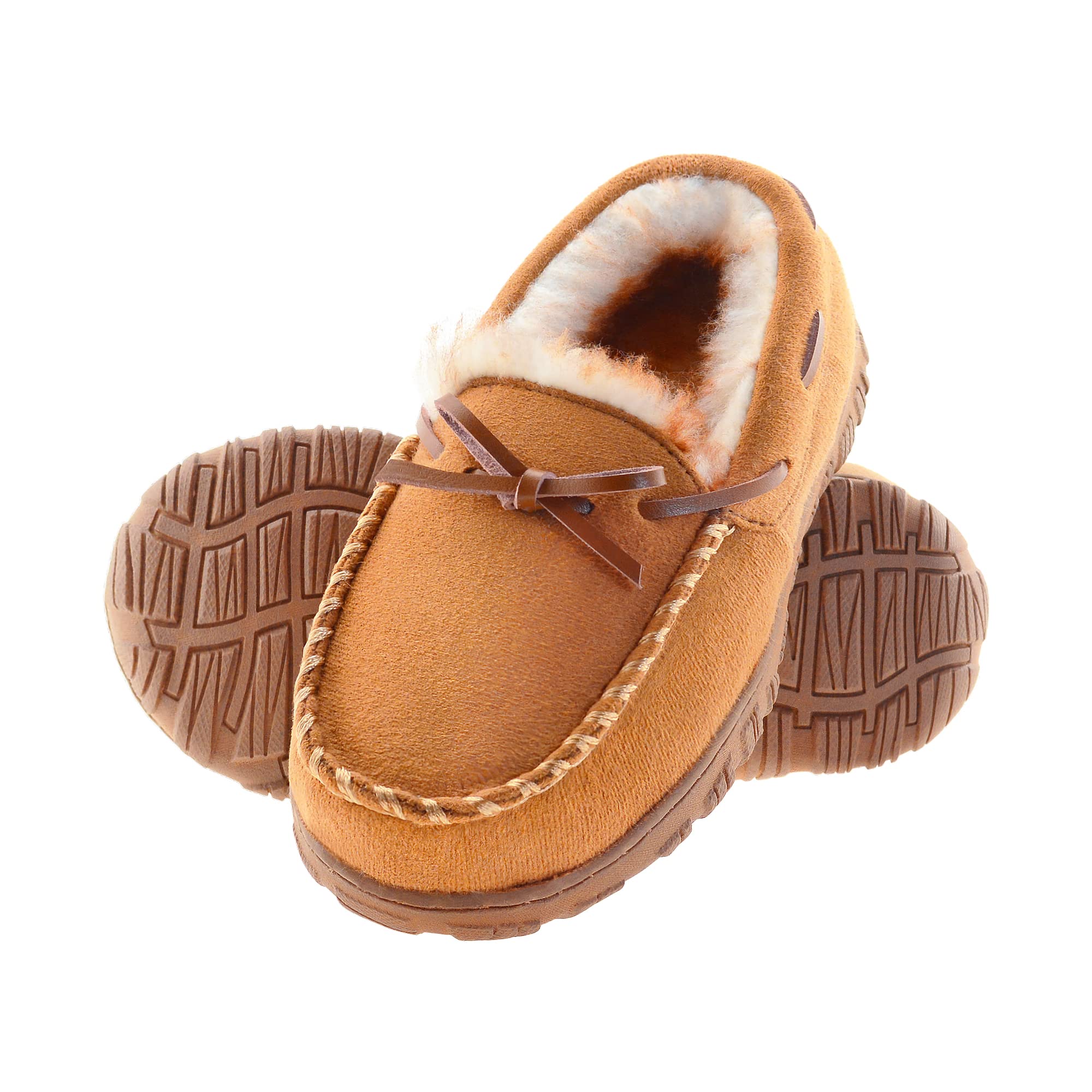 **Boys Memory Foam Slippers - Non-Slip Rubber Sole Moccasin House Shoes for Indoor & Outdoor Use - Perfect for Playtime, Lounging & School**