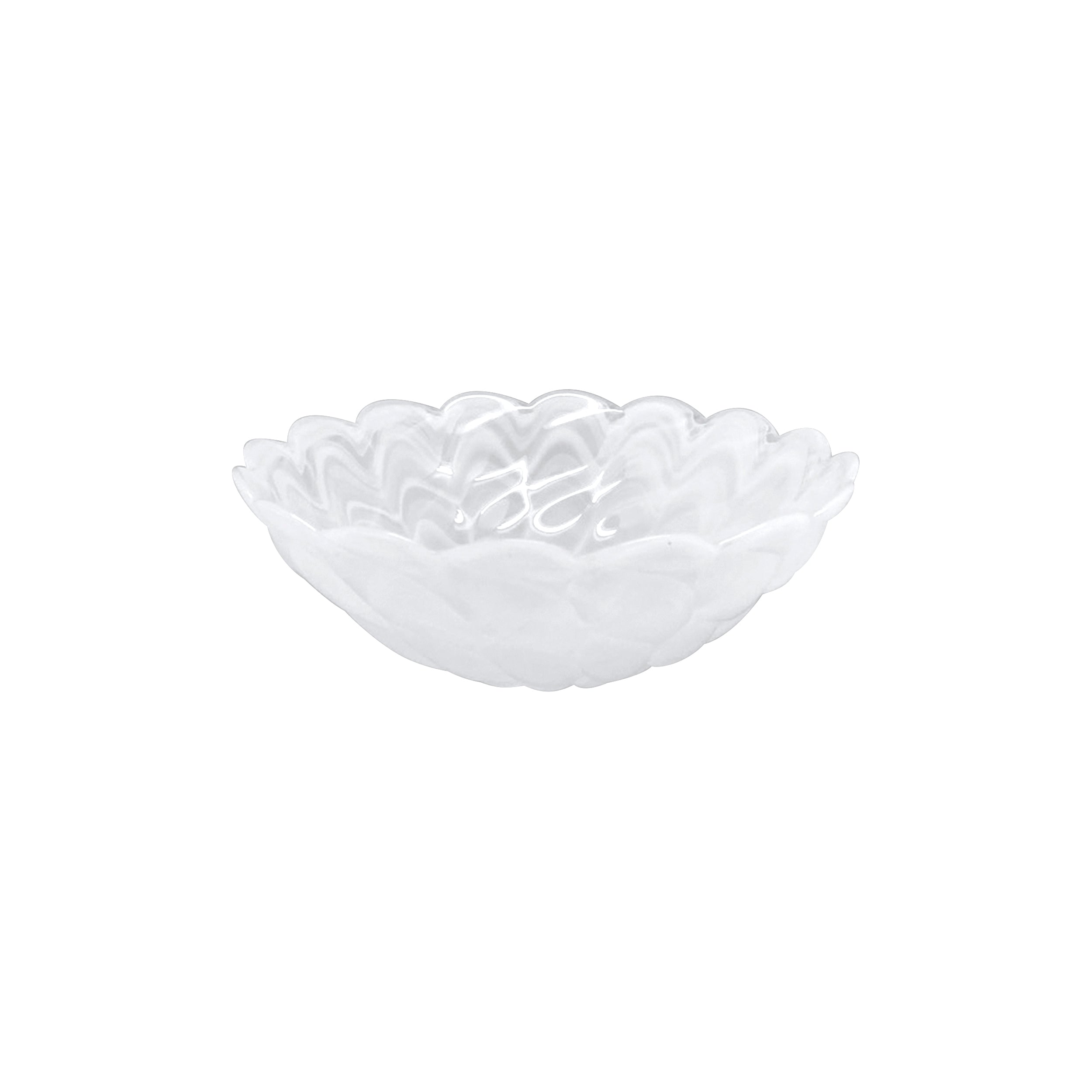 Alabaster White Small Scallop Rim Bowl Set of 4 - Elegant Porcelain Dessert Bowls for Ice Cream, Salad, Snacks & Home Decor