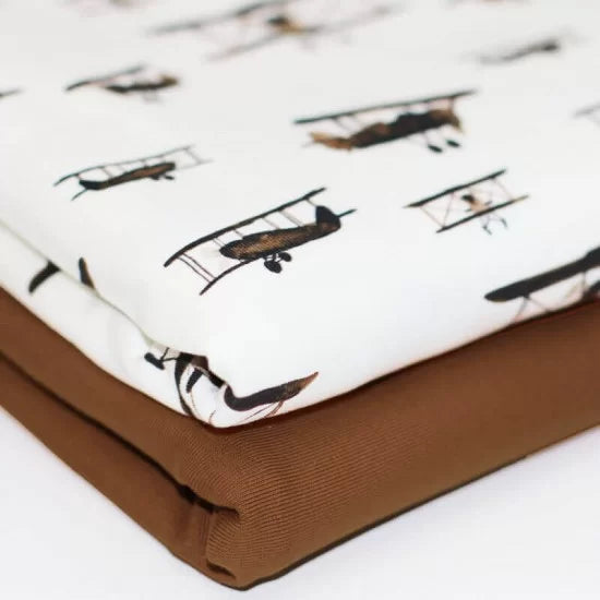 Light Brown Airplane-Themed Knit Sweater - Cozy & Stylish for Casual Wear & Travel Outfits