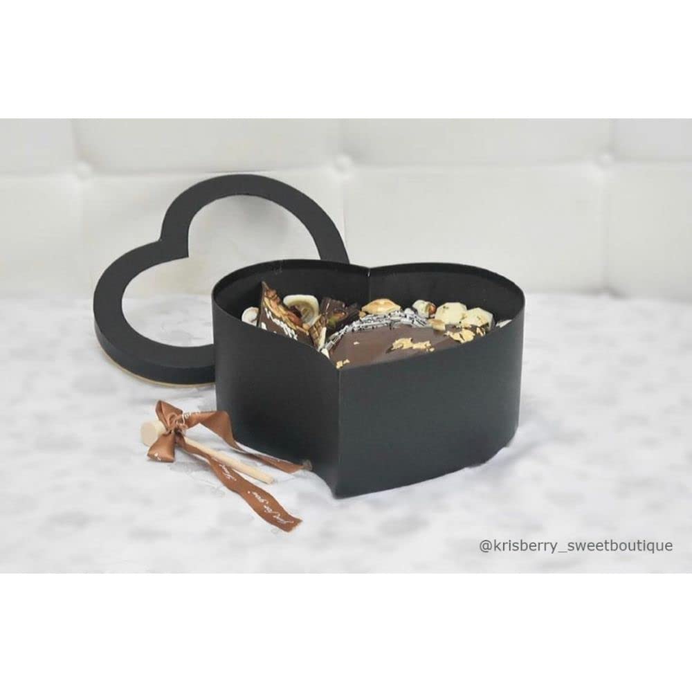 Premium Heart Shaped Gift Boxes Set of 3 - Luxury Black Valentine's Day Jewelry & Flower Packaging for Weddings, Anniversaries, and Romantic Occasions
