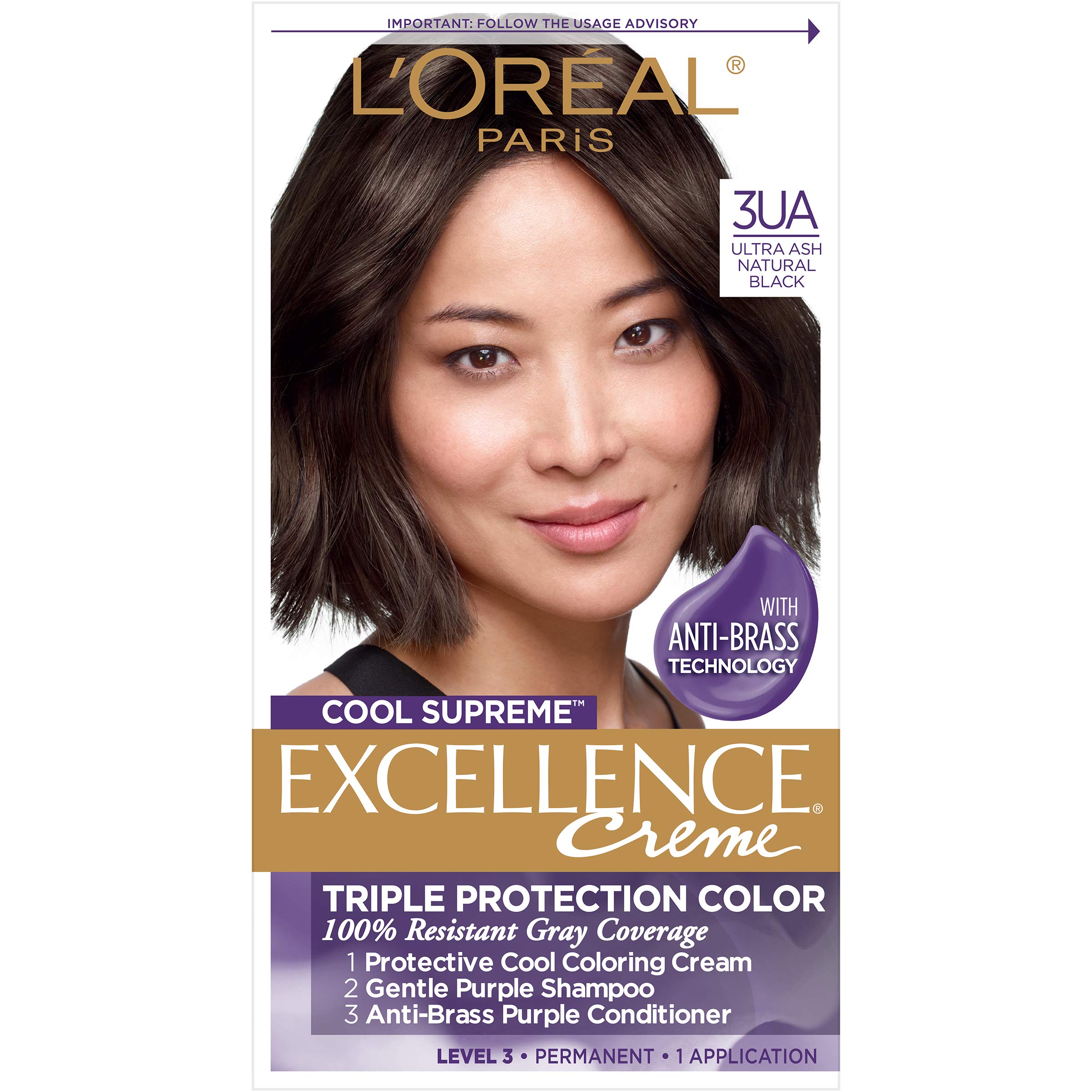 L'Oreal Paris Excellence Cool Supreme Permanent Hair Color - Ash Blonde, 100% Gray Coverage Hair Dye with Anti-Brass Shampoo & Conditioner Kit for Vibrant, Long-Lasting Color at Home | Perfect for Covering Grays & Refreshing Blonde Tones