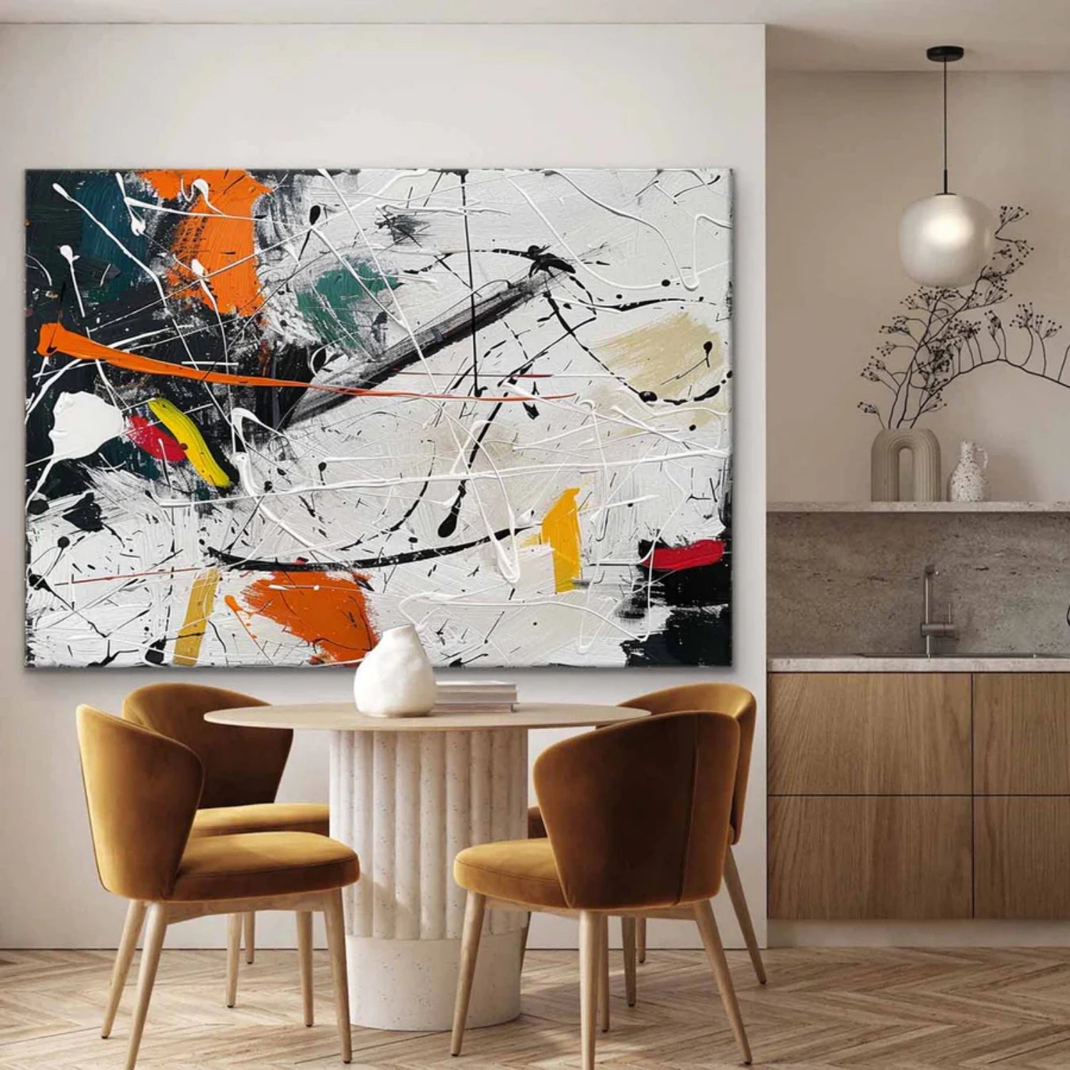 Pollock Art #JP005 - Abstract Drip Painting Wall Decor for Modern Home & Office | Perfect for Living Room, Bedroom & Office Spaces