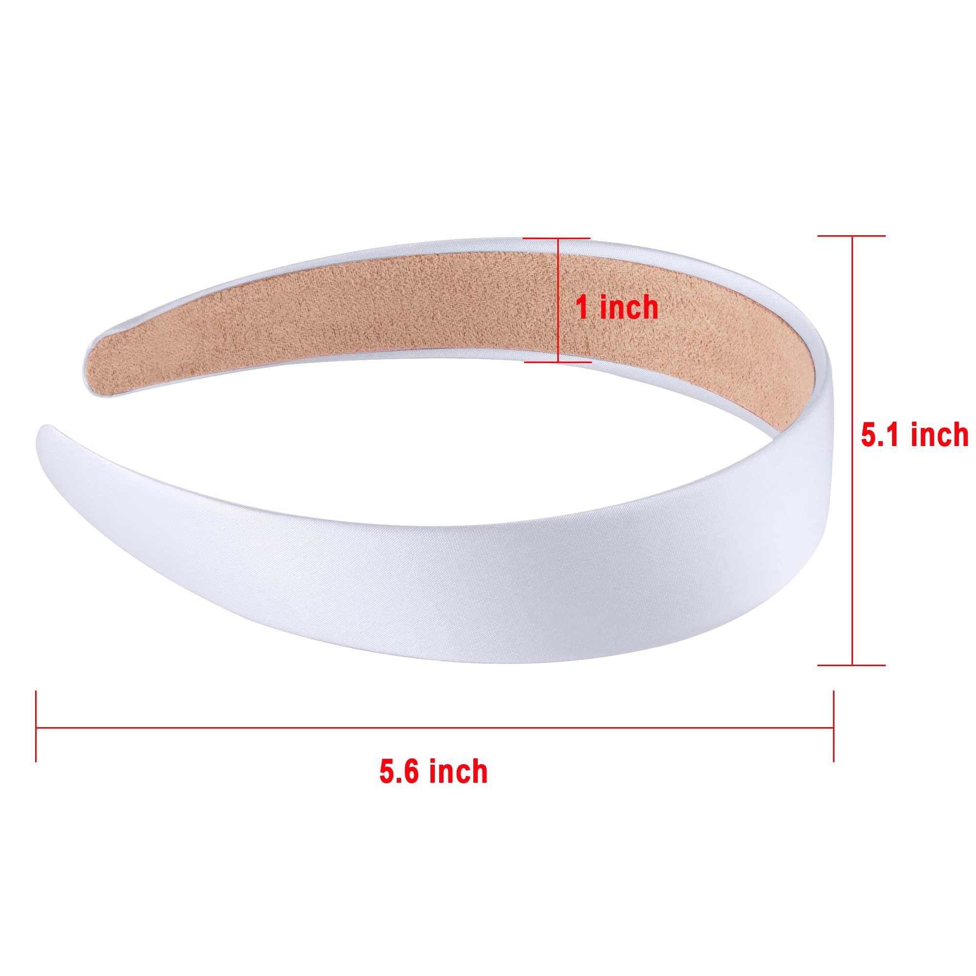 SIQUK 30-Piece White Satin Headbands Set - 1 Inch Wide Hard Hair Bands for Women & Girls | Perfect for DIY Hair Accessories, Bridal Parties, and Everyday Styling