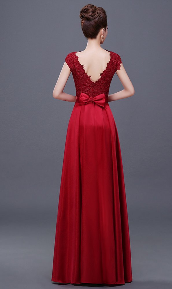Elegant Long Satin Bridal Dress with Lace Details for Women - Perfect for Prom, Wedding Party & Formal Occasions