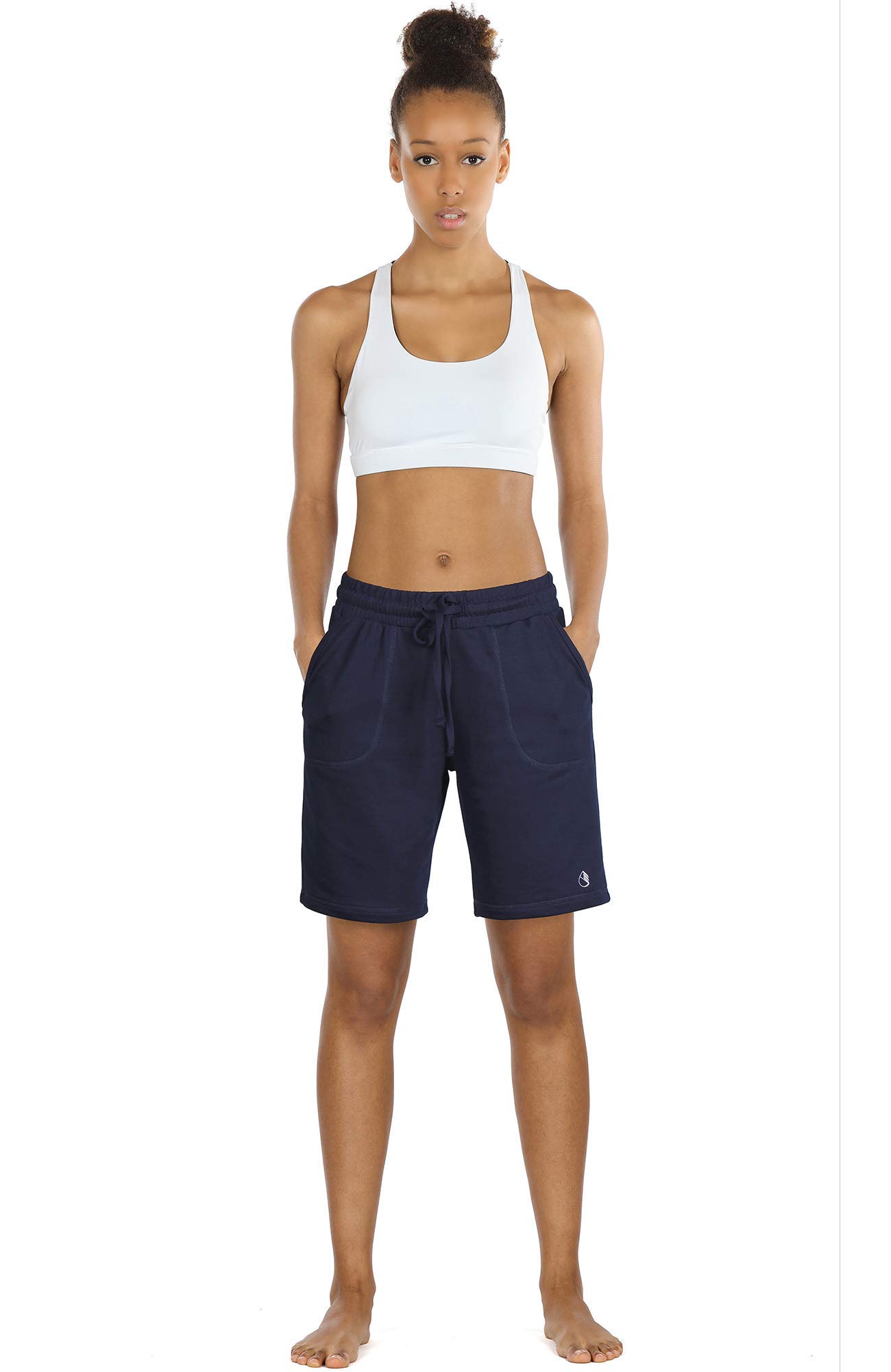 Icyzone Women's Athletic Running Yoga Shorts - Workout Active Lounge Bermuda Shorts with Pockets for Gym, Yoga & Casual Wear