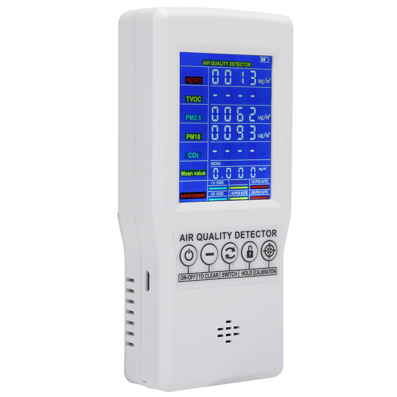 Portable CO2 Air Quality Monitor with Digital Display - Natural Air Detection Technology for Home, School, and Office | Indoor Air Quality Testing & Smart Home Integration