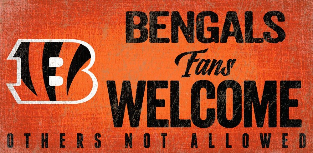Fan Creations Cincinnati Bengals Fans Welcome Sign - NFL Team Decor for Home, Office & Game Day Parties - Multi-Color Football Themed Door Hanging Decorations