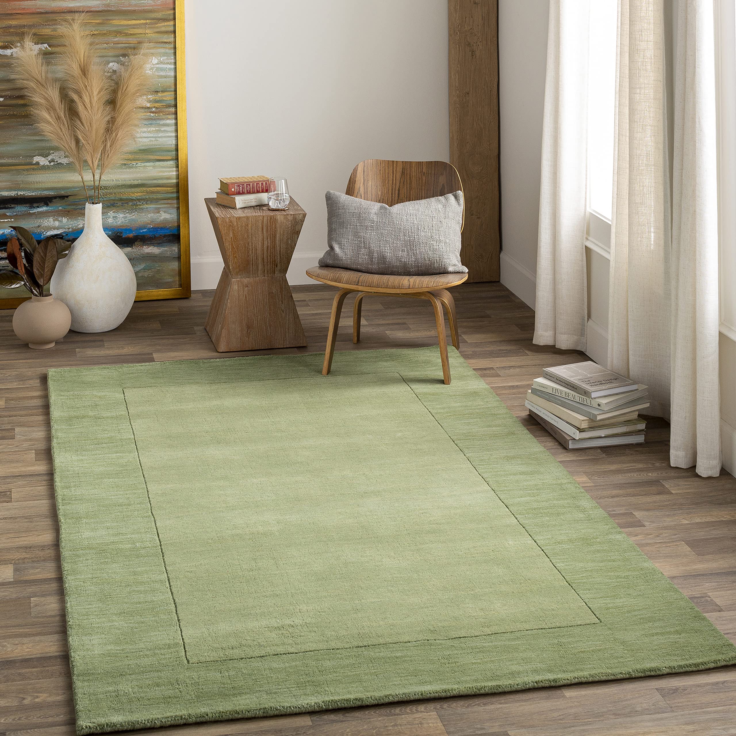 Mark&Day 8x8 Reims Modern Wool Area Rug - Grass Green Square Carpet for Living Room, Bedroom, Kitchen | Soft & Durable Home Decor | Perfect for Cozy Spaces & High-Traffic Areas