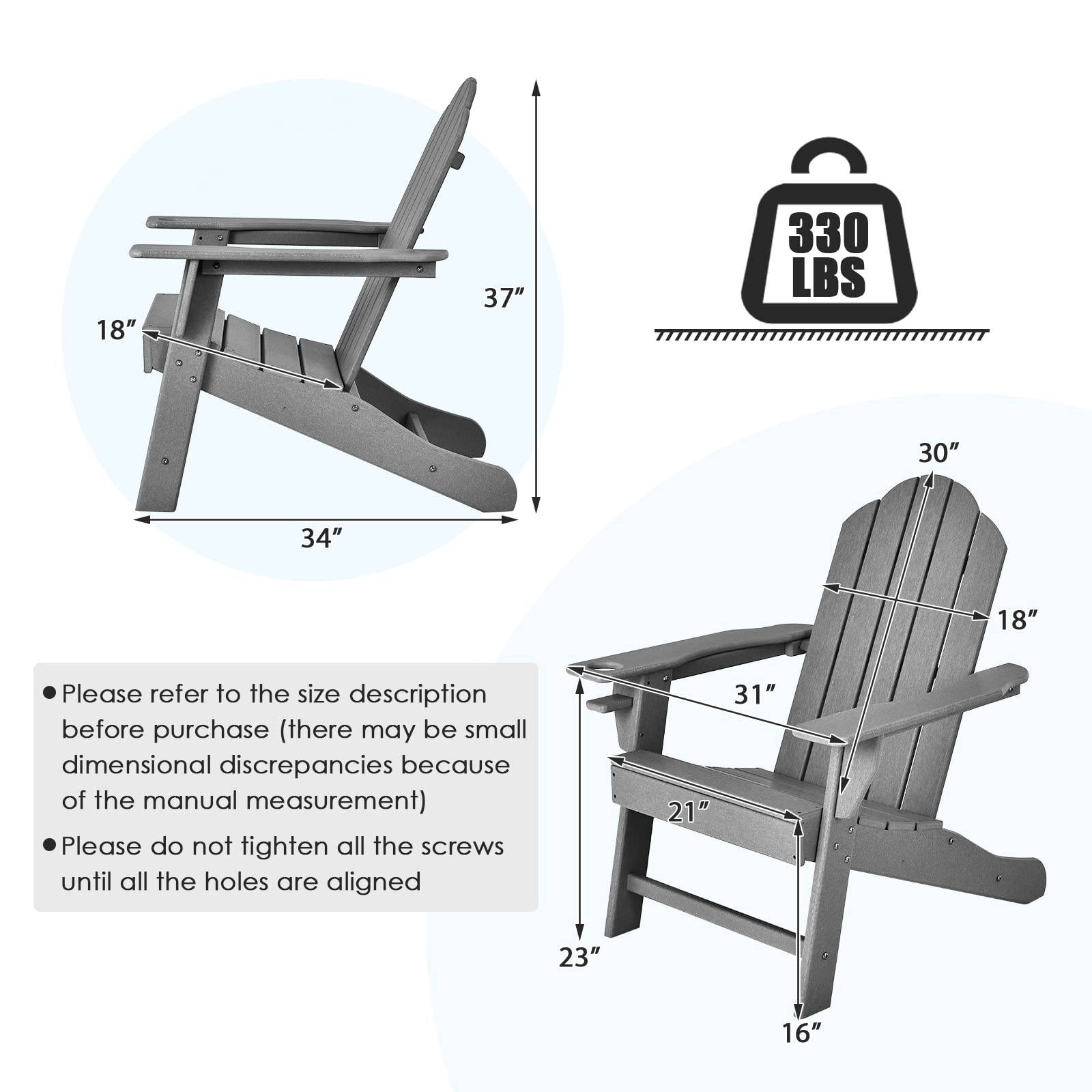 **Giantex Adirondack Chair - Weather-Resistant HDPE Outdoor Patio Chair for Campfire, Deck, Garden, Yard, Porch & Lawn Seating - Durable Composite Furniture (Grey) - Perfect for Relaxing by the Fire or Enjoying Your Backyard**
