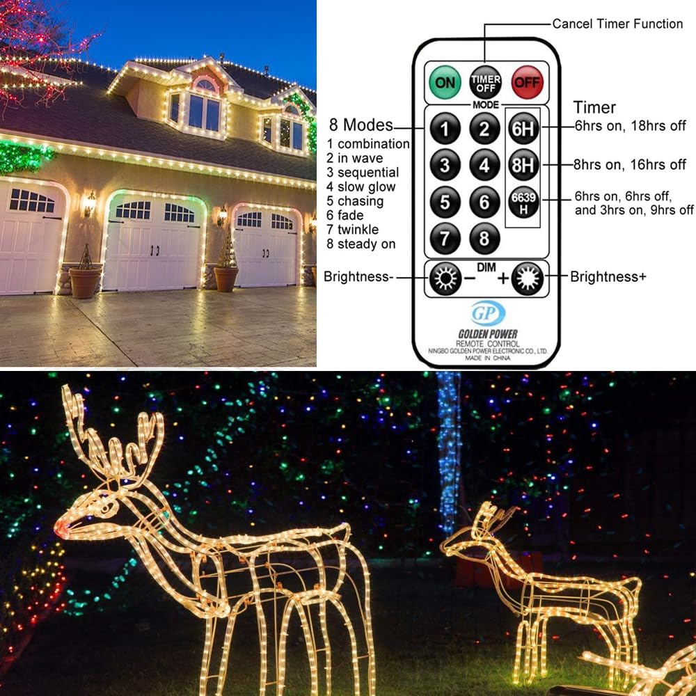 Solhice 75ft Waterproof Outdoor LED Rope Lights with Remote & Timer - 280 Warm White LEDs for Christmas, Deck, Patio, Garden & Indoor Decor (Not Connectable) | Perfect for Holiday Lighting, Party Decorations & Home Ambiance