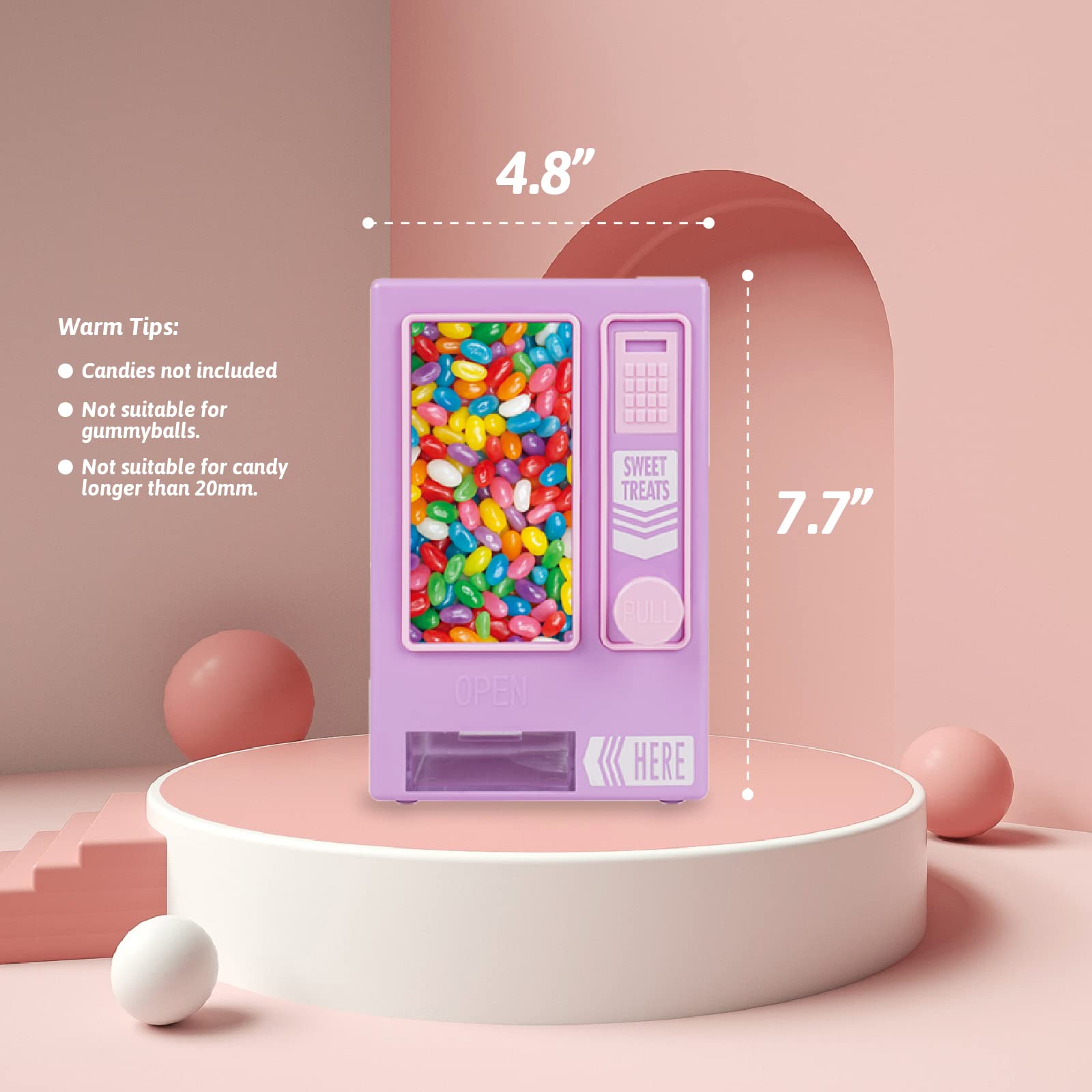 YOBRO Manual Candy Dispenser - Cute Desktop Vending Machine for Mini Candies | Perfect Birthday & Christmas Gift for Girls, Friends & Girlfriends | Fun for Office, Home Decor & Party Favors (Purple)