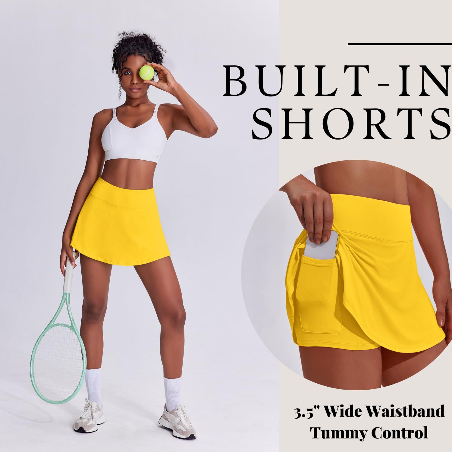 PINSPARK Women's Pleated Tennis Skirt - Lightweight Athletic Skort with Built-in Shorts & Pockets for Golf, Workout & Pickleball | Perfect for Sports, Gym & Casual Wear