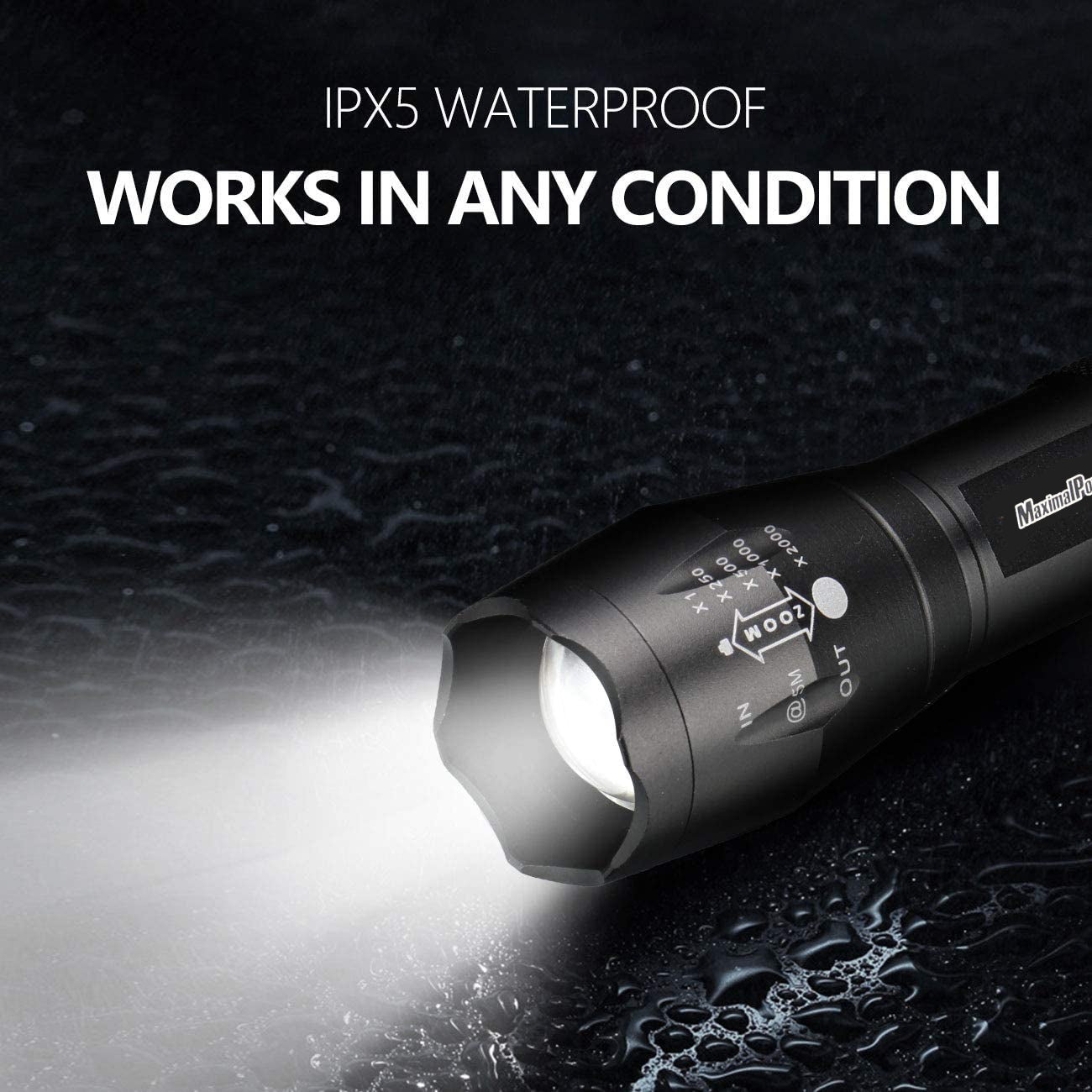 MaximalPower Mini LED Flashlight - Ultra Bright 1000 Lumens, 18650 Rechargeable Battery, Waterproof & Durable for Camping, Hiking, Emergency, Outdoor Adventures