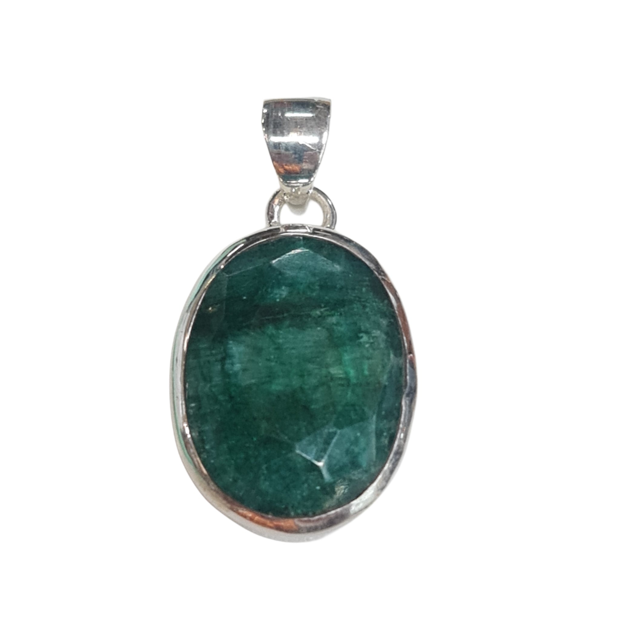 Natural Green Indian Emerald Pendant in 925 Sterling Silver - Oval Cut Gemstone Jewelry for Women, Perfect for Weddings, Anniversaries & Special Occasions