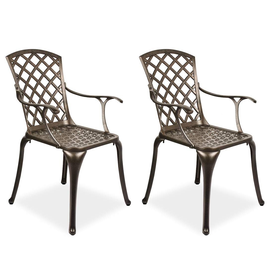 TITIMO 2-Piece Outdoor Dining Chairs Set - Patio Bistro Chairs, Garden Deck Furniture with Lattice High Back Design - Perfect for Backyard, Balcony & Living Room Use