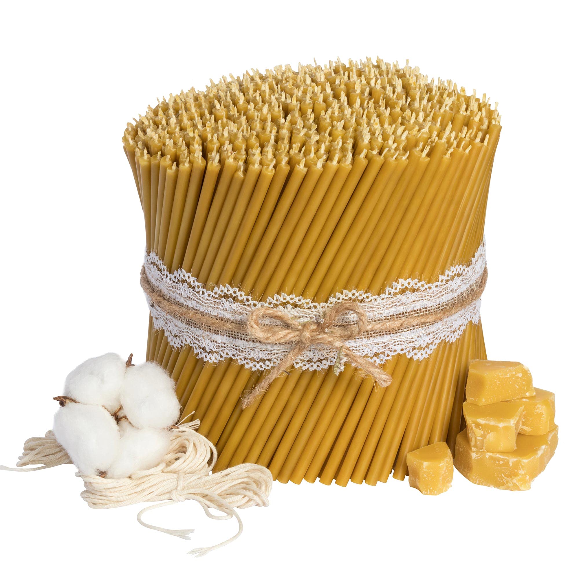 Ecclesiastical Beeswax Candles - 700pcs Ritual Candles 6.3in Length, 0.2in Diameter | 30 Min Burn Time in Honey Yellow | Thin Greek Orthodox Candles for Prayer, Meditation & Church Ceremonies | Perfect for Home Altars, Spiritual Practices & Religious Events