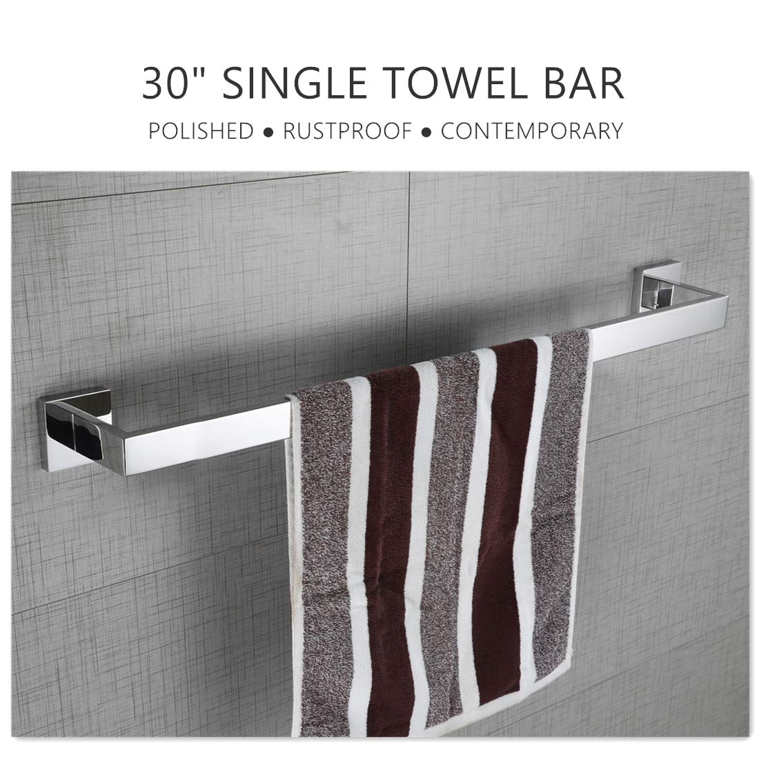 VELIMAX Premium 30-Inch Stainless Steel Towel Bar - Wall Mounted Bathroom Towel Rack with Polished Finish for Spa, Hotel & Home Decor | Durable Towel Rail & Rod for Hand & Bath Towels