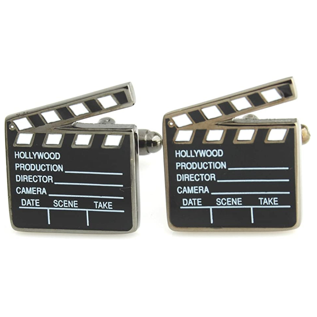 Professional Clapper Board Cufflinks for Men - Movie Director Style Dress Shirt Accessories - Perfect for Film Enthusiasts, Weddings & Formal Events
