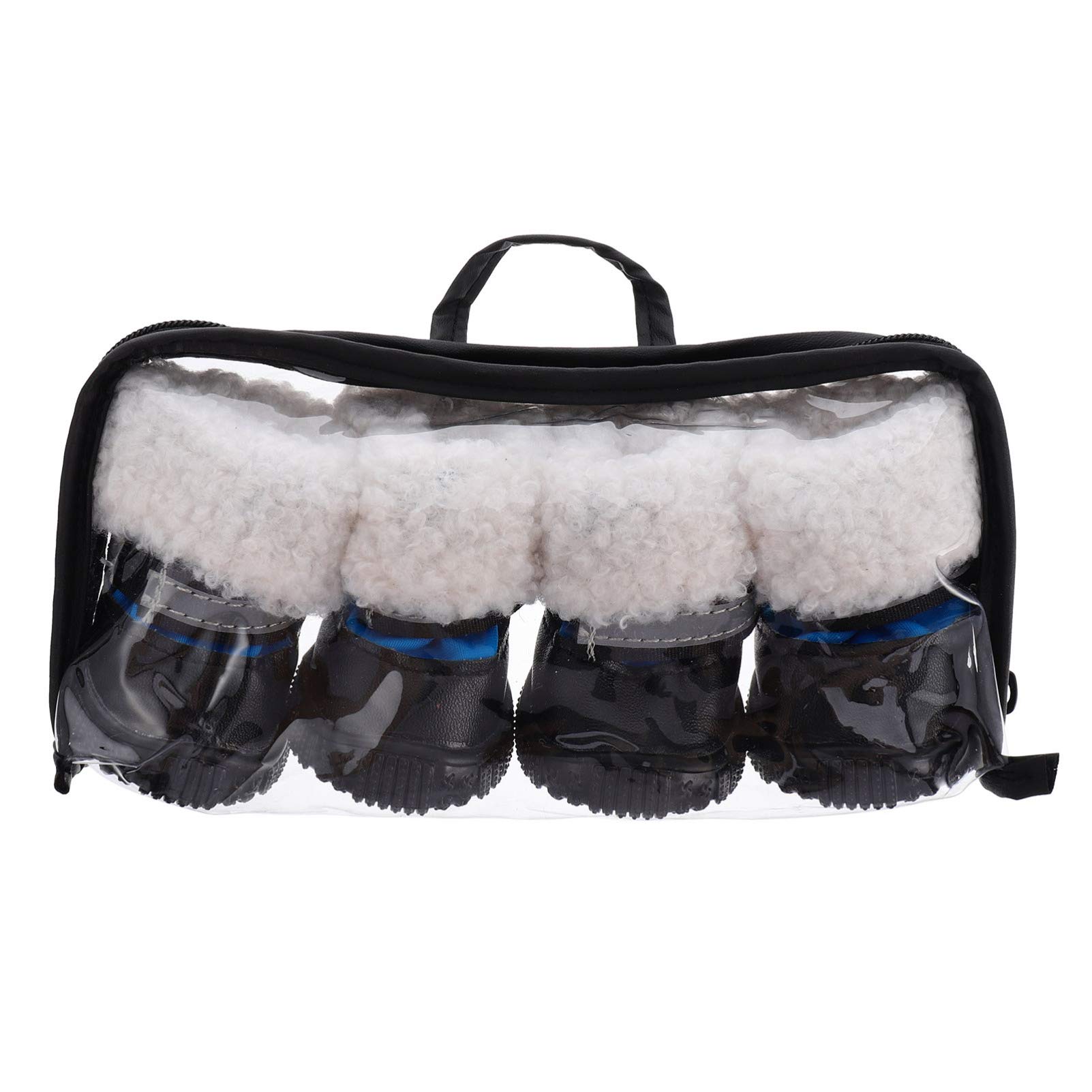 POPETPOP 4pcs Dog Boots - Anti-Slip Paw Protector Shoes for Dogs & Puppies, Warm Winter Pet Boots with Skid-Proof Soles - Perfect for Snow, Ice, Rain & Outdoor Adventures