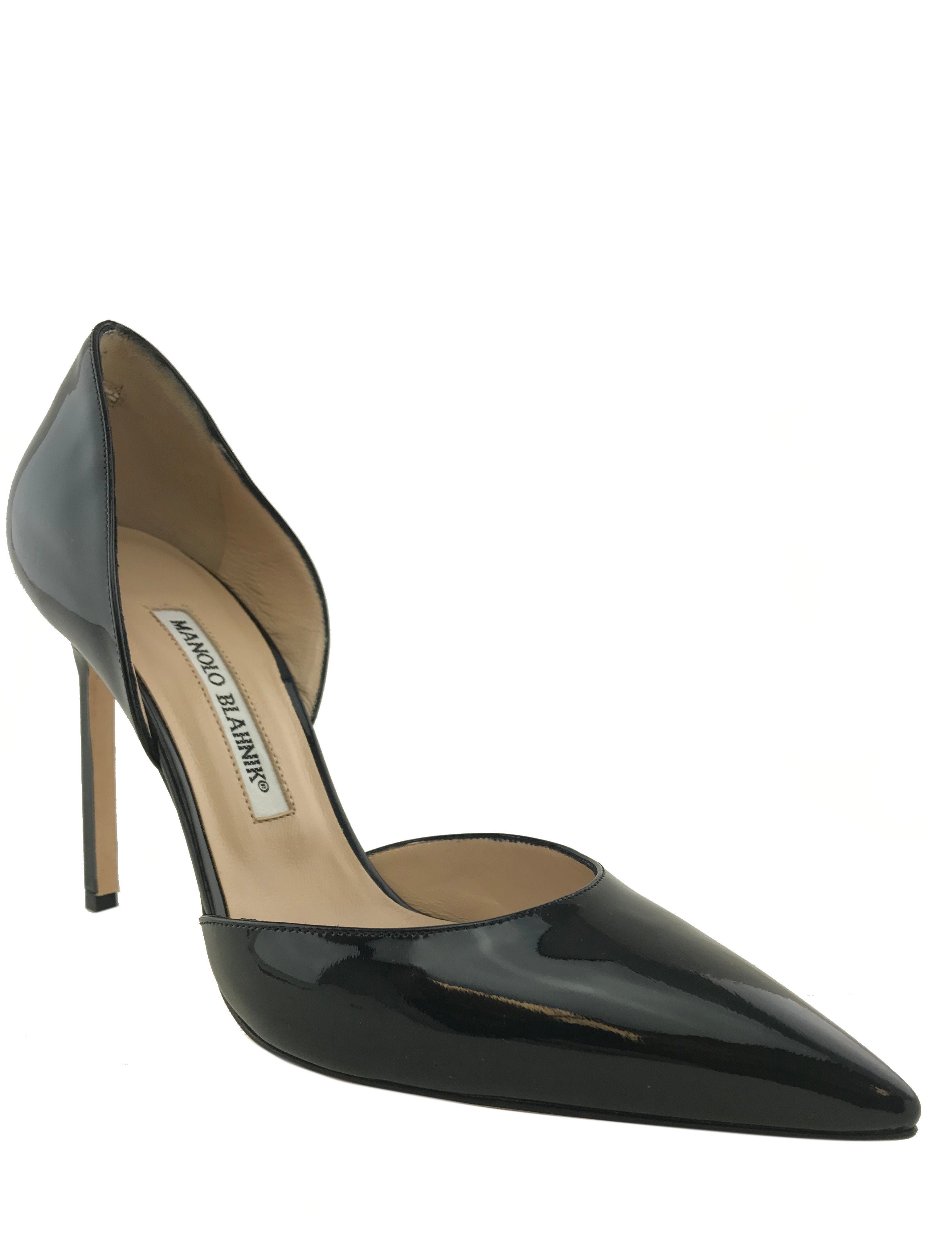 Manolo Blahnik Tayler Patent Leather d'Orsay Pumps - Women's Size 8 (US) | Elegant High Heels for Weddings, Parties & Formal Events