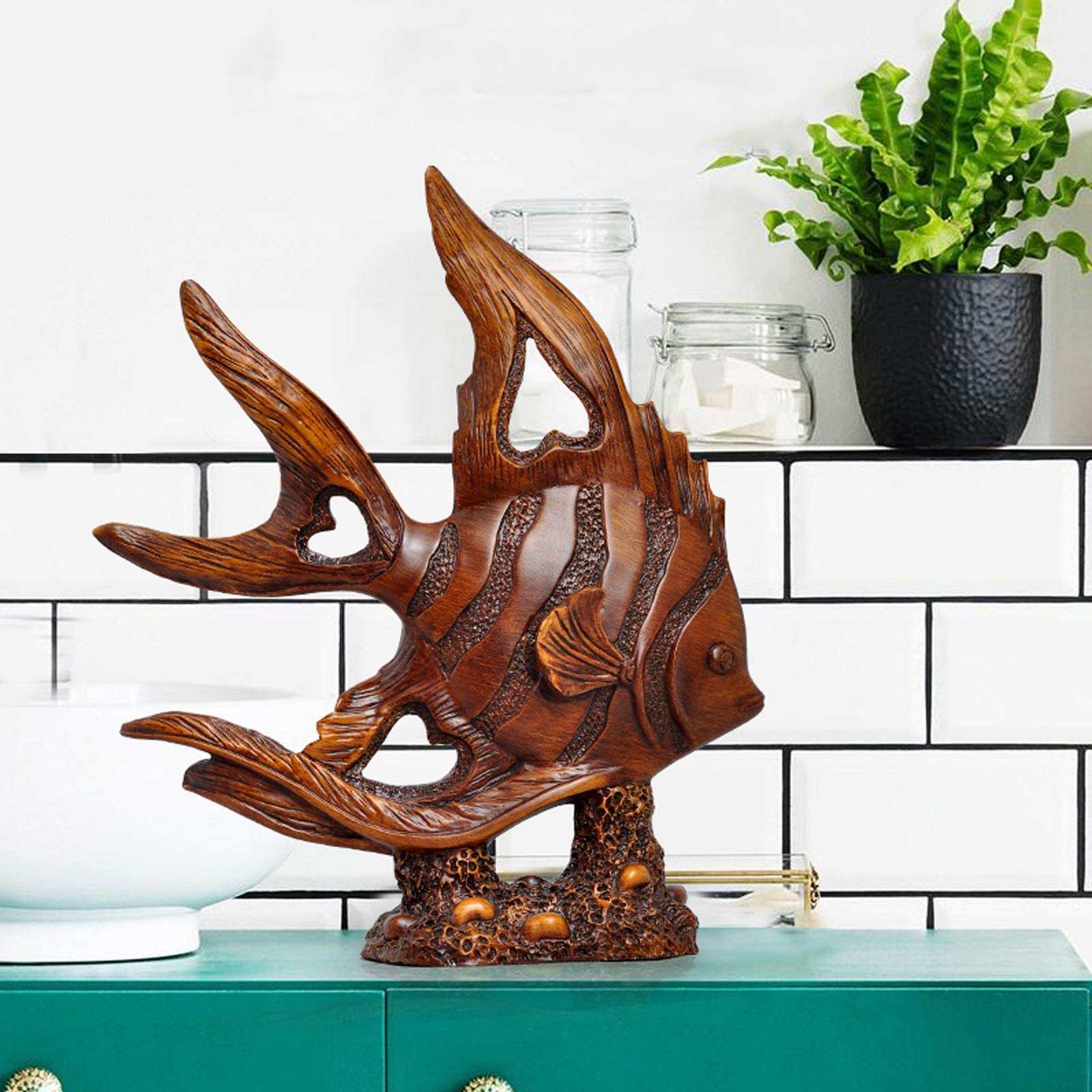 Feng Shui Wealth Arowana Lucky Fish Statue - Handcrafted Desktop Decoration for Home & Office, Best Gift for Prosperity & Good Luck | Perfect for Office Desk, Living Room Shelf, or Meditation Space