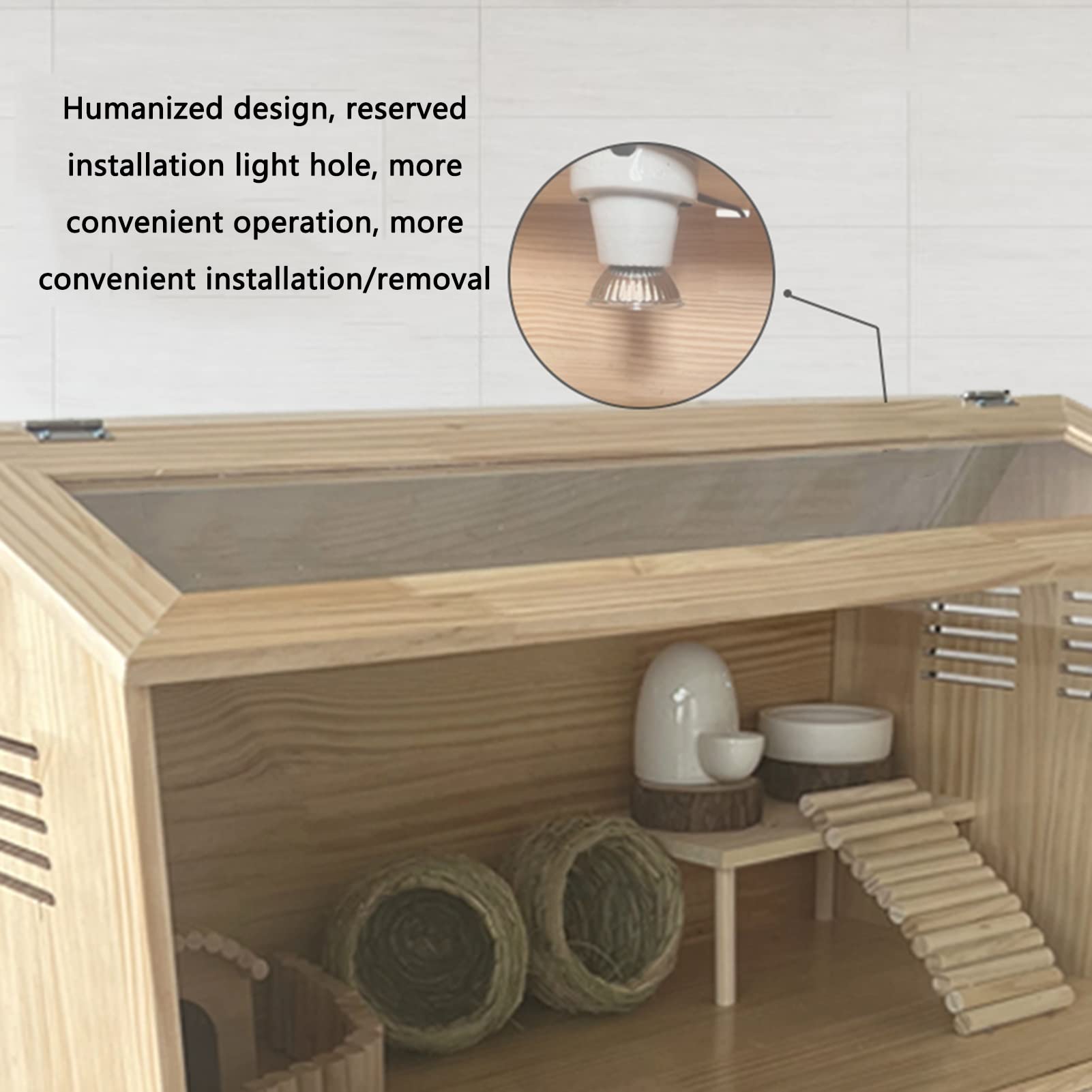 Premium Wooden Breeding Box & Clear Acrylic Reptile Terrarium - Small Animal Habitat for Rutin Chickens, Hamsters, Hedgehogs, Lizards & Tortoises | Ideal for Pet Climbing, Feeding & Natural Habitat Simulation