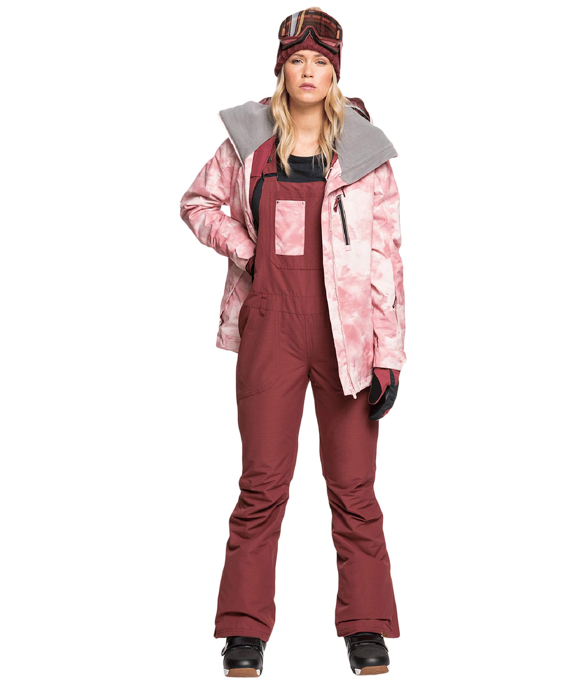 Roxy Rideout Bib Overalls - Oxblood Red - Size XS (US 0-1) - Women's Vintage Style Denim Jumpsuit for Casual Outings & Outdoor Adventures