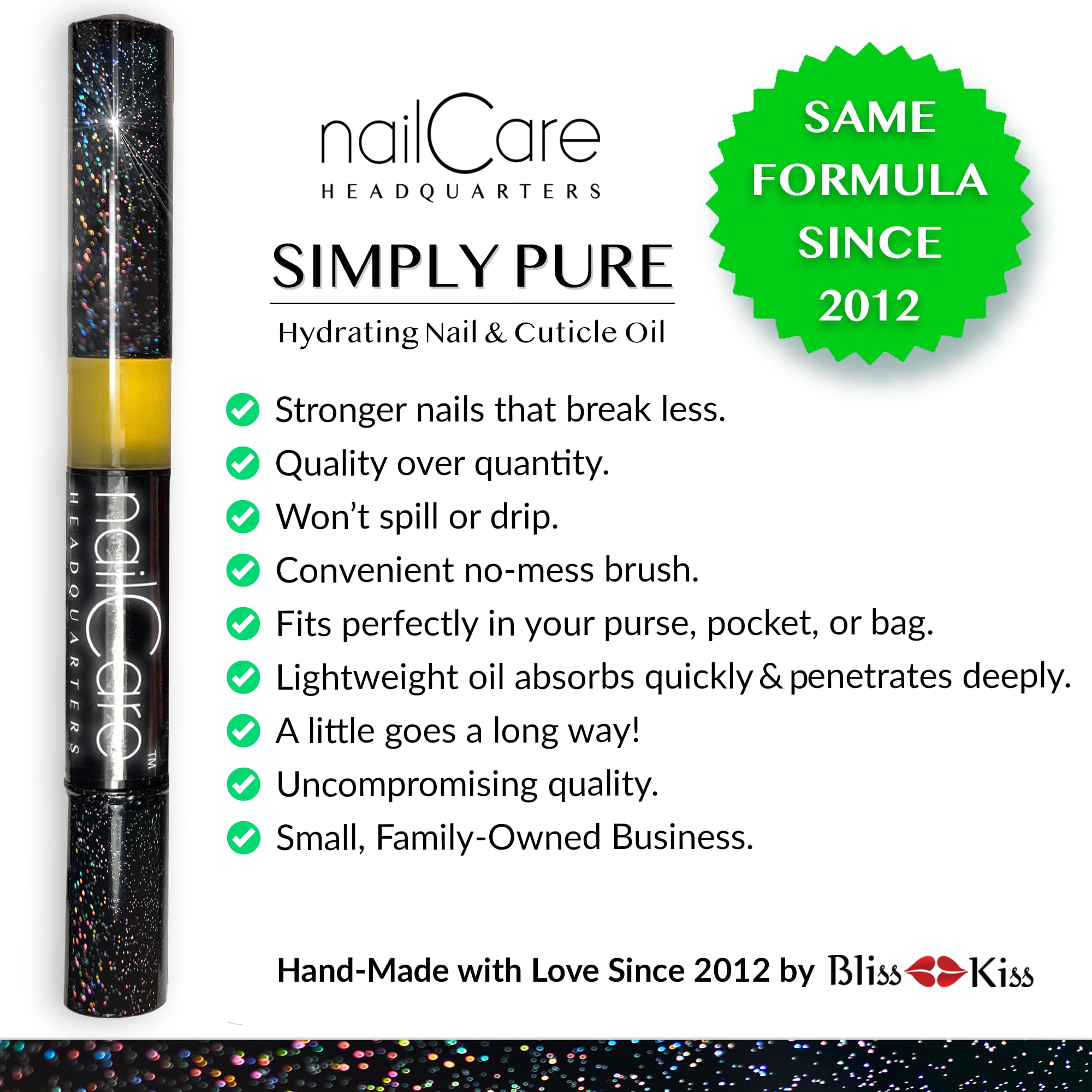 Bliss Kiss Cuticle Oil Pen - Jojoba Nail Strengthener & Growth Serum for Damaged Nails & Hangnails | Natural Fragrance Nail Care Treatment | Perfect for Home, Salon & Travel Use